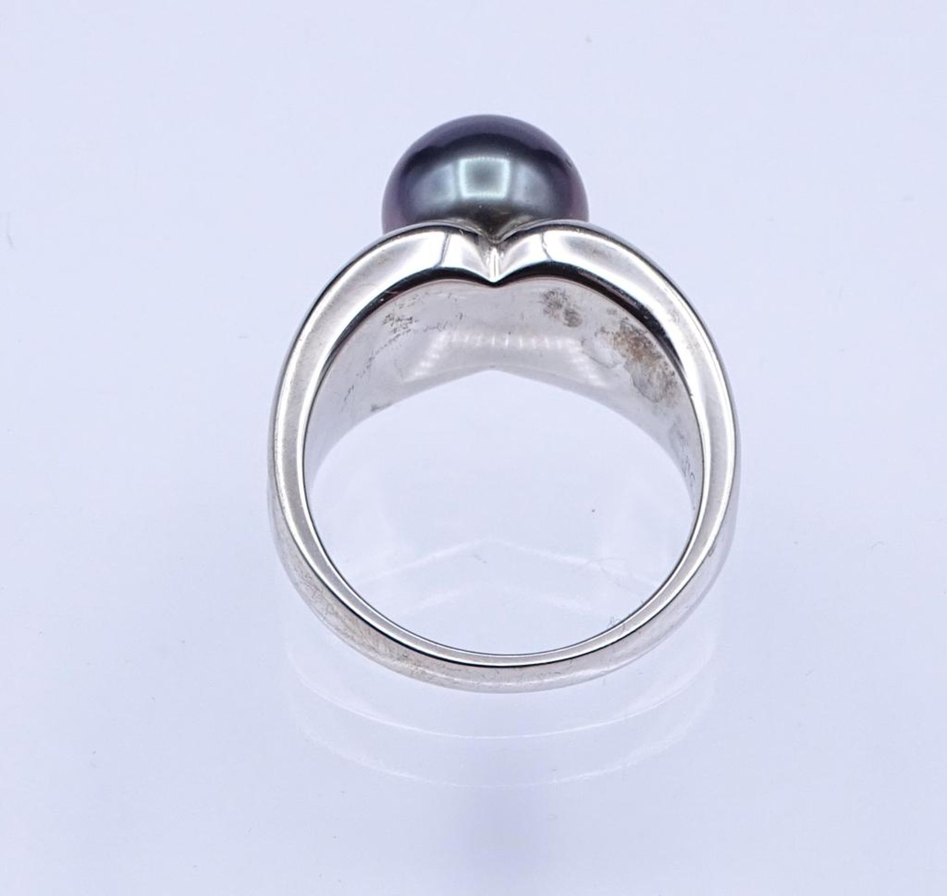 Perlen-Ring 925ér Sterlingsilber 9,5 g, mit einer 9 mm Zuchtperle, dunkelgrau, RG 53 - Bild 4 aus 4