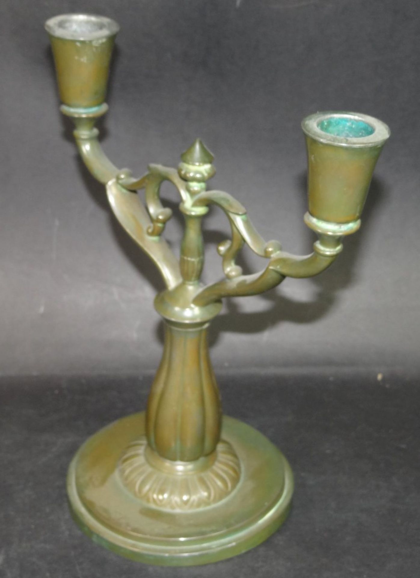 Just Andersen 1894-1943, 2-flammiger Art Deko Kerzenständer, Bronze/Eisen, signiert und gemarkt Dis - Bild 3 aus 7