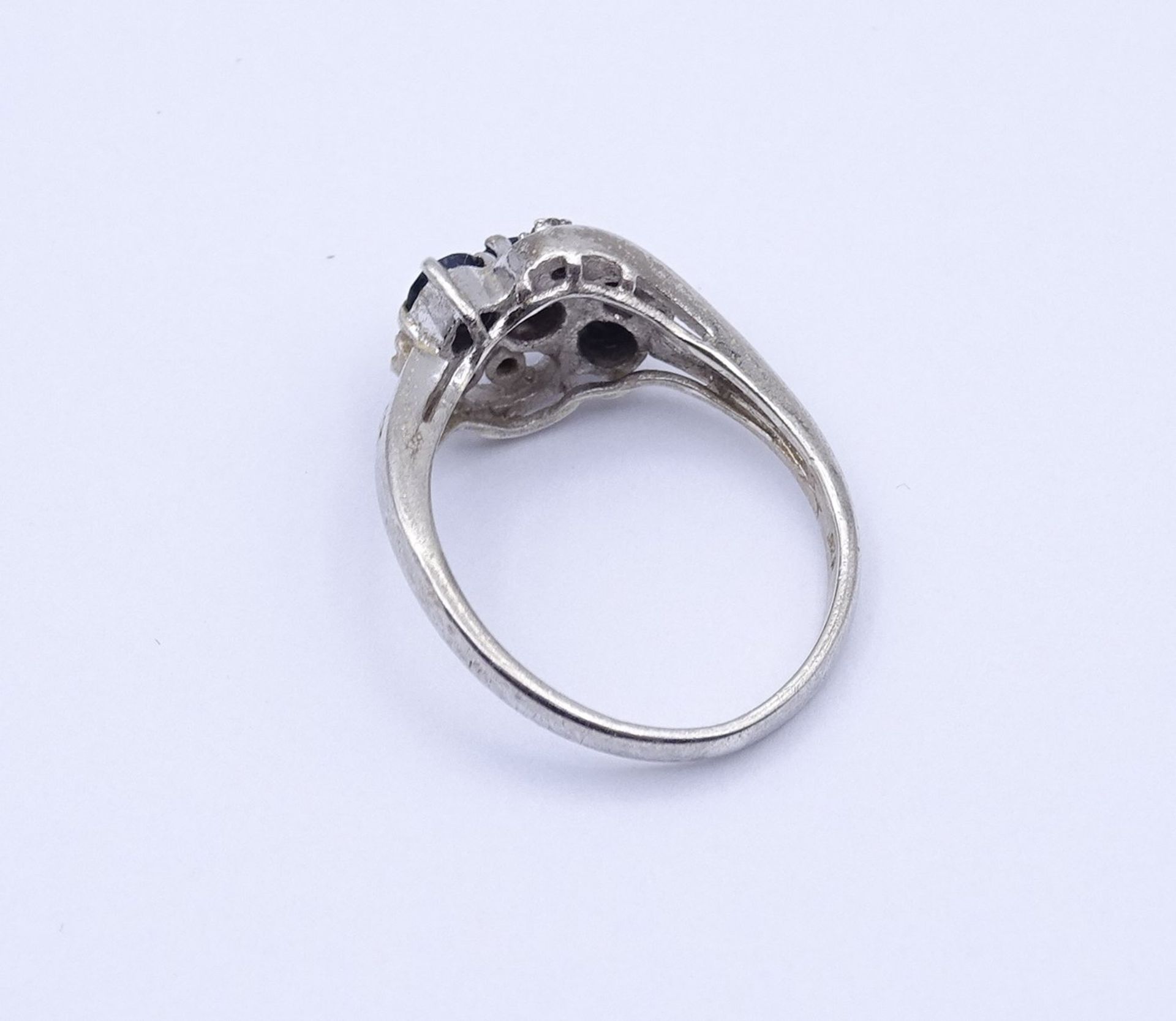 Saphir Ring , Silber 0.925, berieben, 2,6g., RG 53/54, Schiene verbogen - Bild 3 aus 3