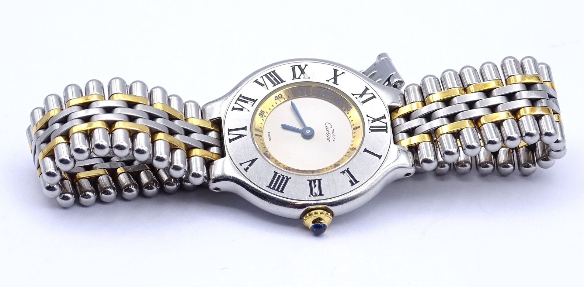 Cartier Armbanduhr 1340, Edelstahl , Quartzwerk, D. 28mm, Tragespuren, Funktion nicht überprüft - Bild 6 aus 7