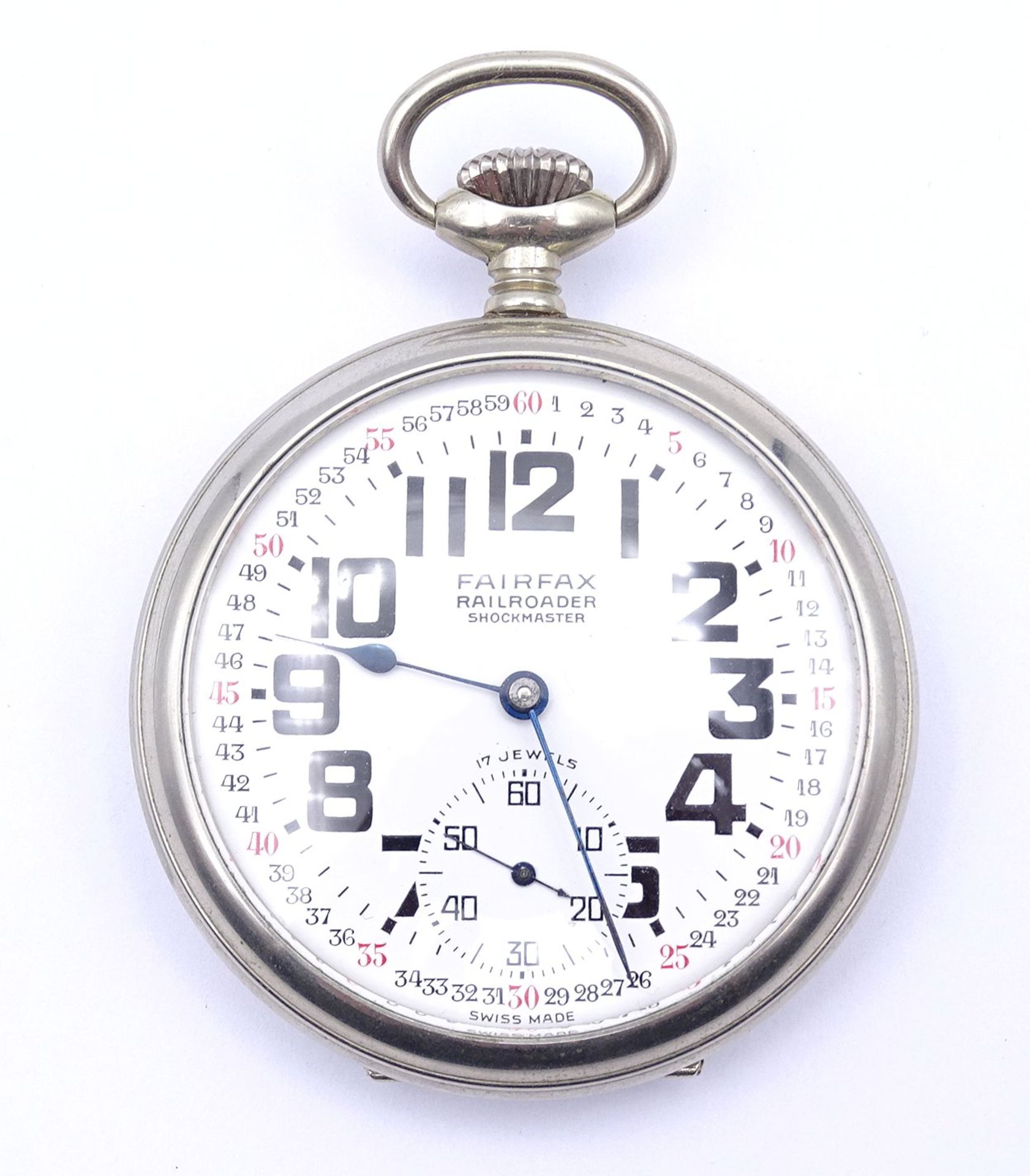 Taschenuhr Fairfax Railroader, mechanisch, Werk läuft, D. 50mm