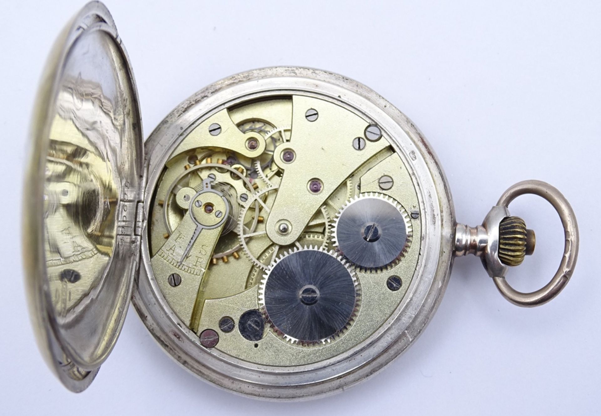 Herren Taschenuhr, Silbergehäuse 0.800, mechanisch, Werk läuft, D. 51mm - Image 3 of 6