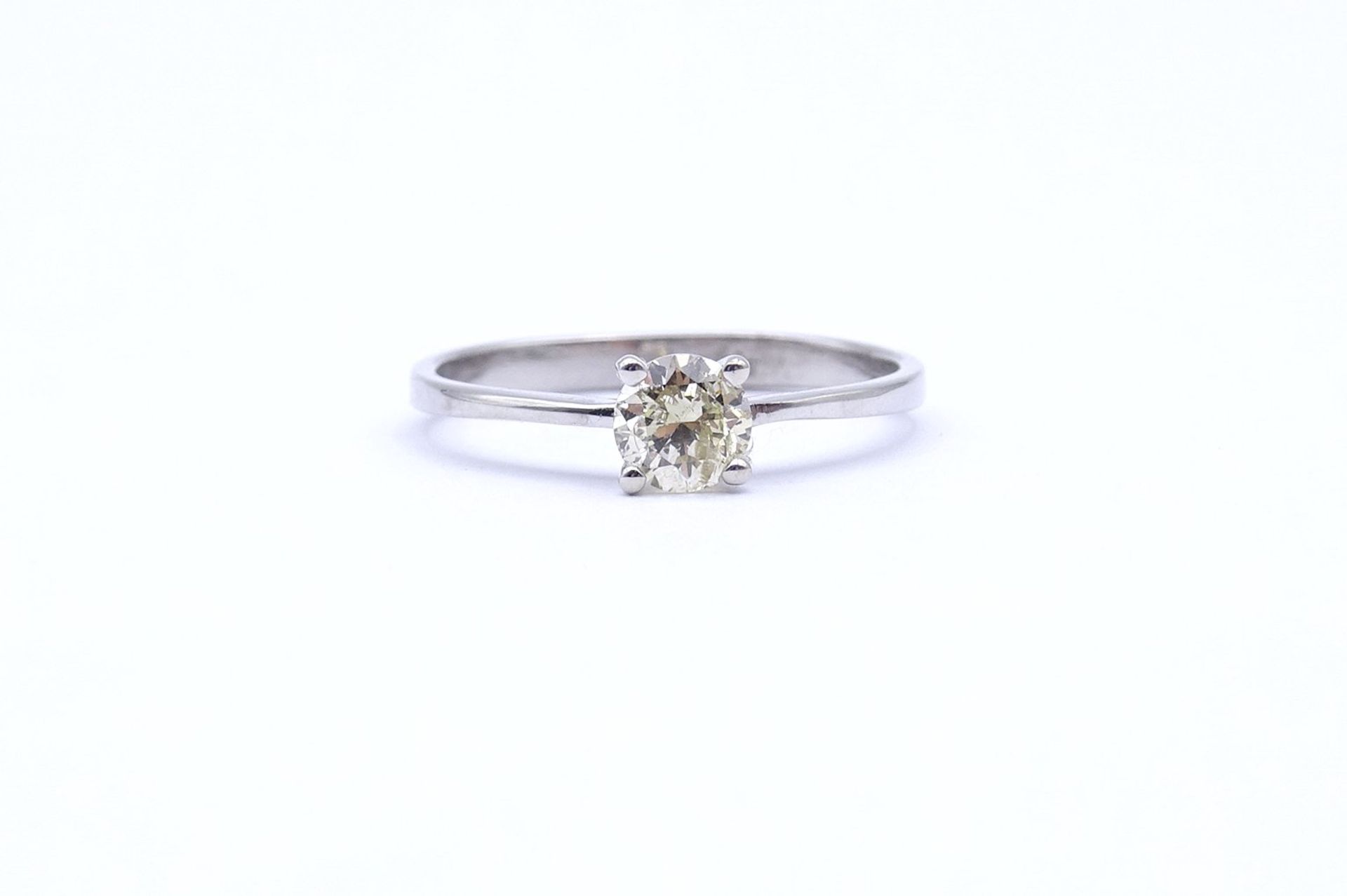 Solitär Ring, Weißgold 14K, Brillant ca. 0,35ct., SI-P1, getönt, RG 54, 1,6g. - Bild 5 aus 5