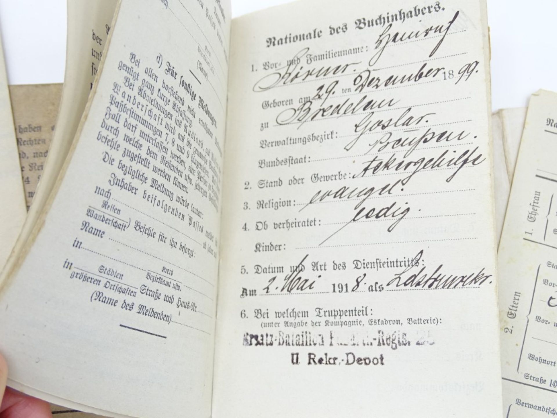 Militärpass und Soldbuch eines Heinrich Körner, Preußen, 1. WK - Bild 3 aus 6