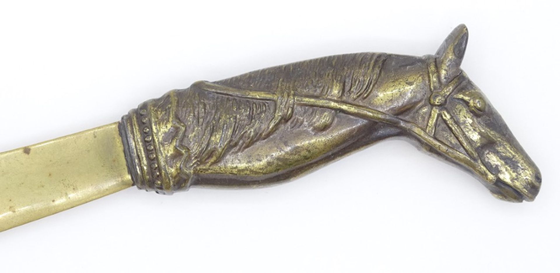 Brieföffner aus Bronze mit Griff als Pferdekopf, L. 24 cm, leichte Altersspuren - Image 2 of 4