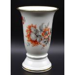 kl. Vase, Rosenthal, älter, florales Dekor, Goldrand, leicht berieben, H-15cm.