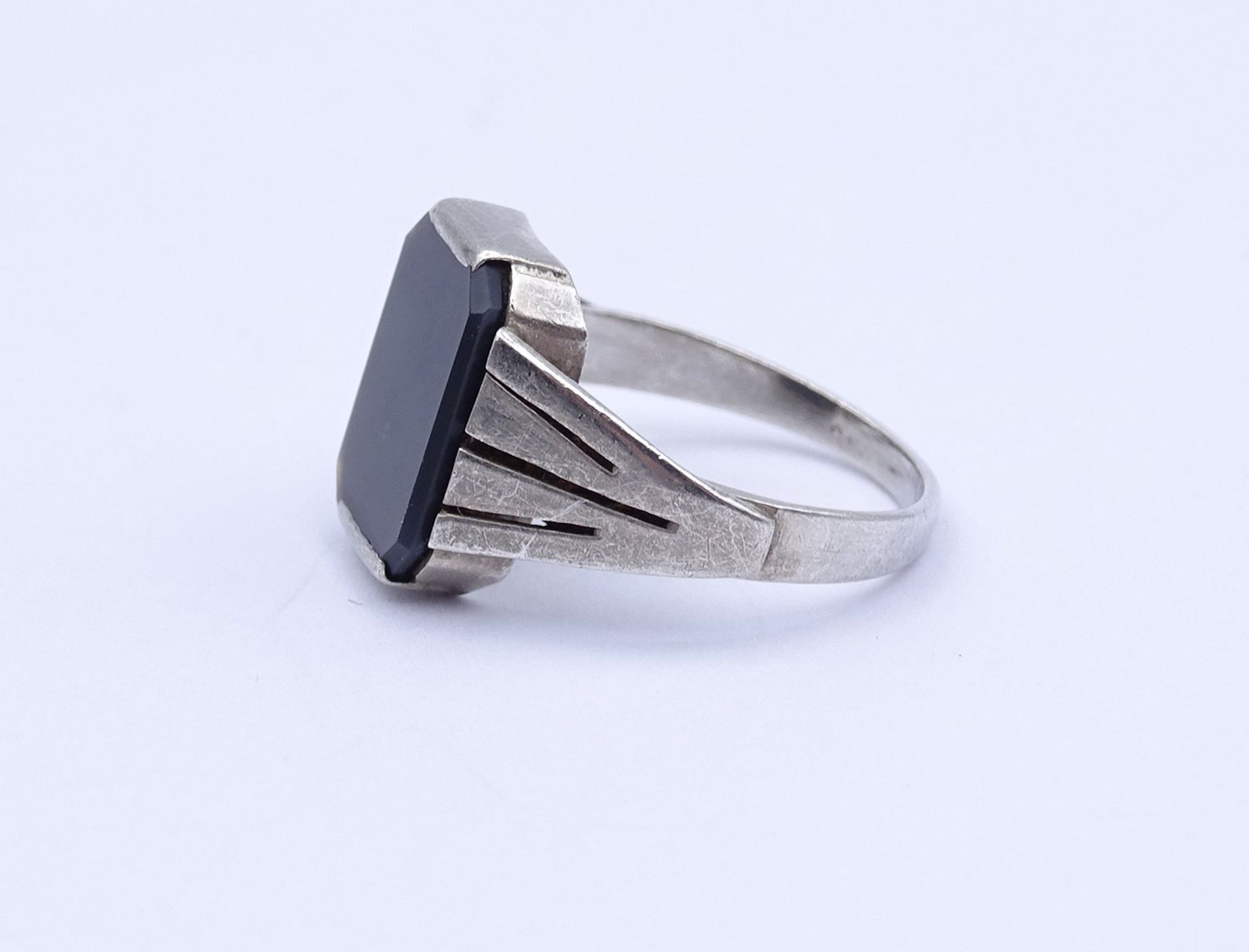 Silber Ring mit Onyx, Silber 0.835, 4,5g., RG 60 - Bild 3 aus 4