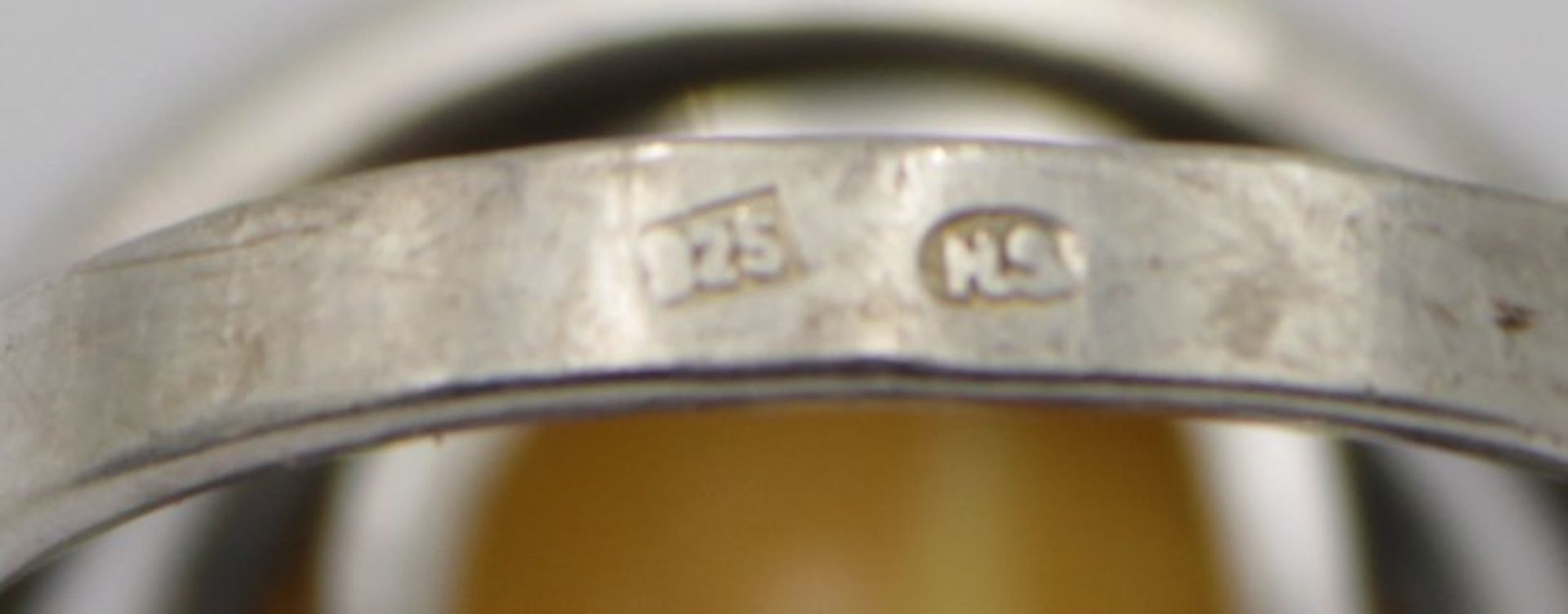 925er Silber-Ring, Bernstein-Cabuchon, ca. 7,2gr., RG 60 - Bild 5 aus 5