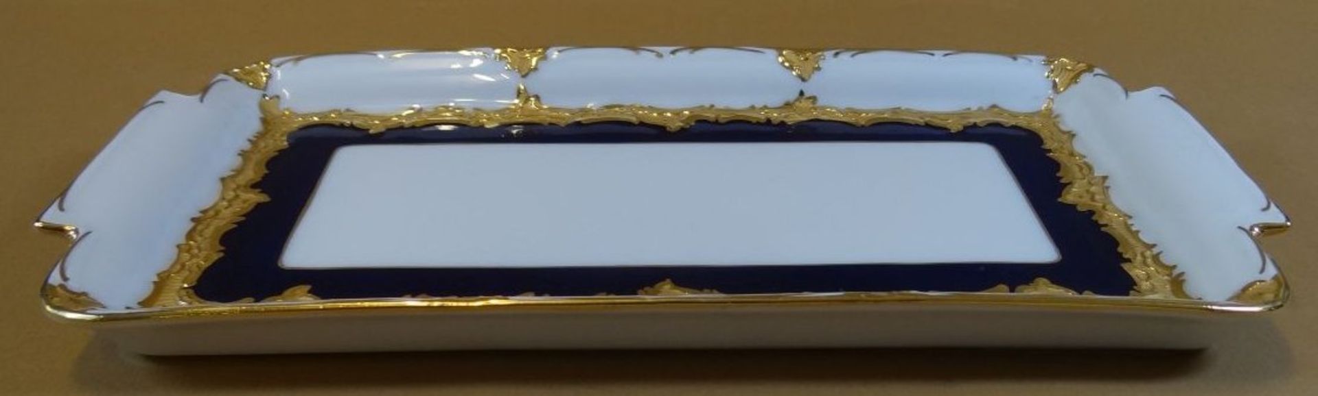 Meissen Prunkplatte, kobalt mit Gold, 1.Wahl, 29x15 cm - Image 2 of 6