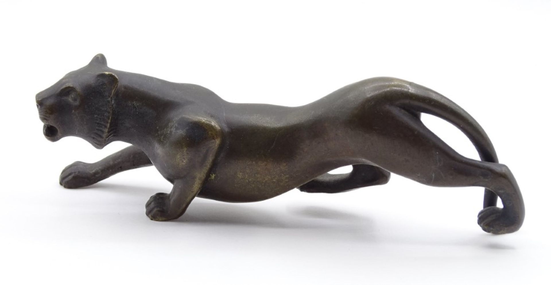 Schwerer Bronze-Tiger, L. 17 cm, Schwanz geklebt