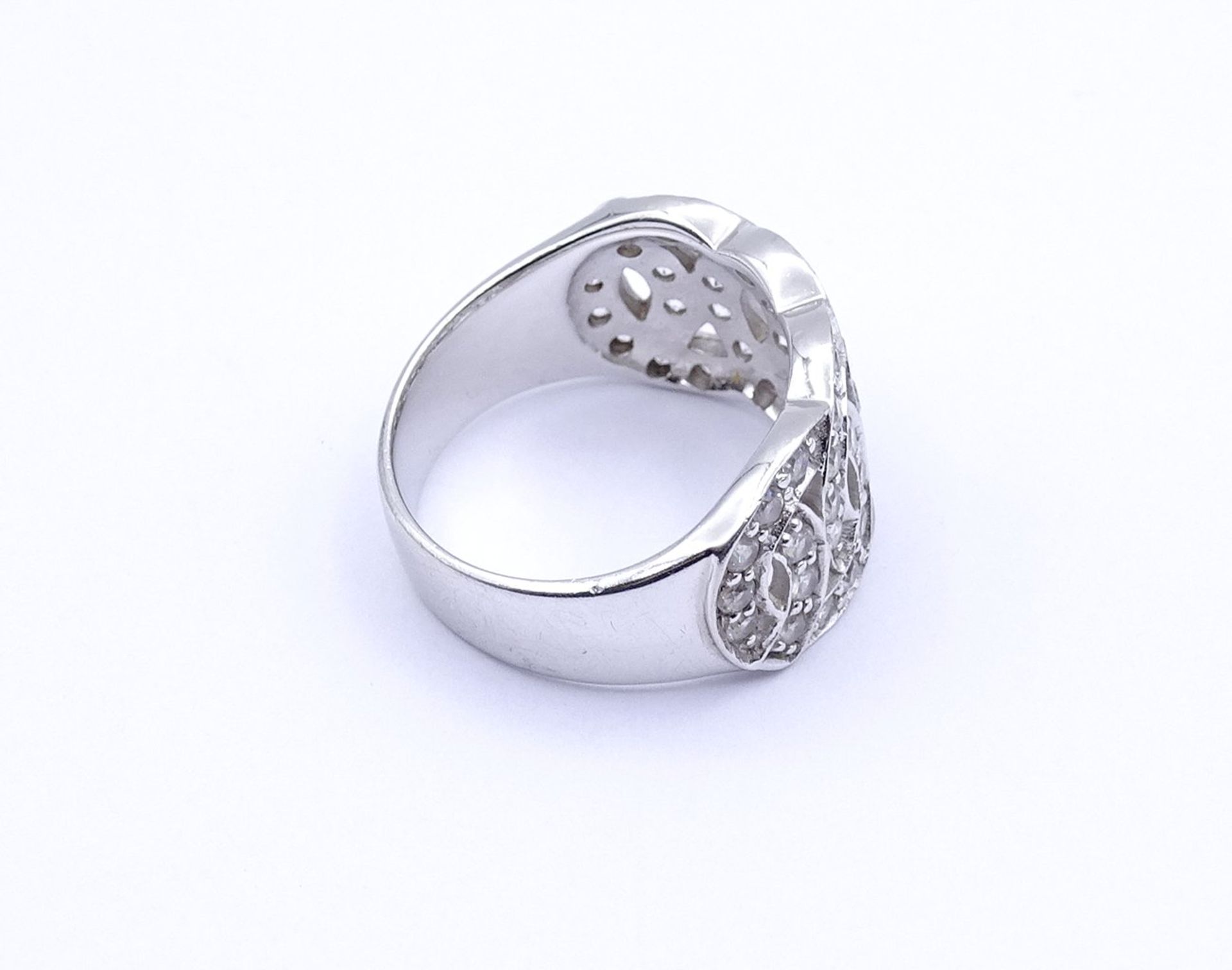 925er Silber Ring mit rund facc. klaren Steinen, 7,3g., RG 59 /60 - Bild 3 aus 3