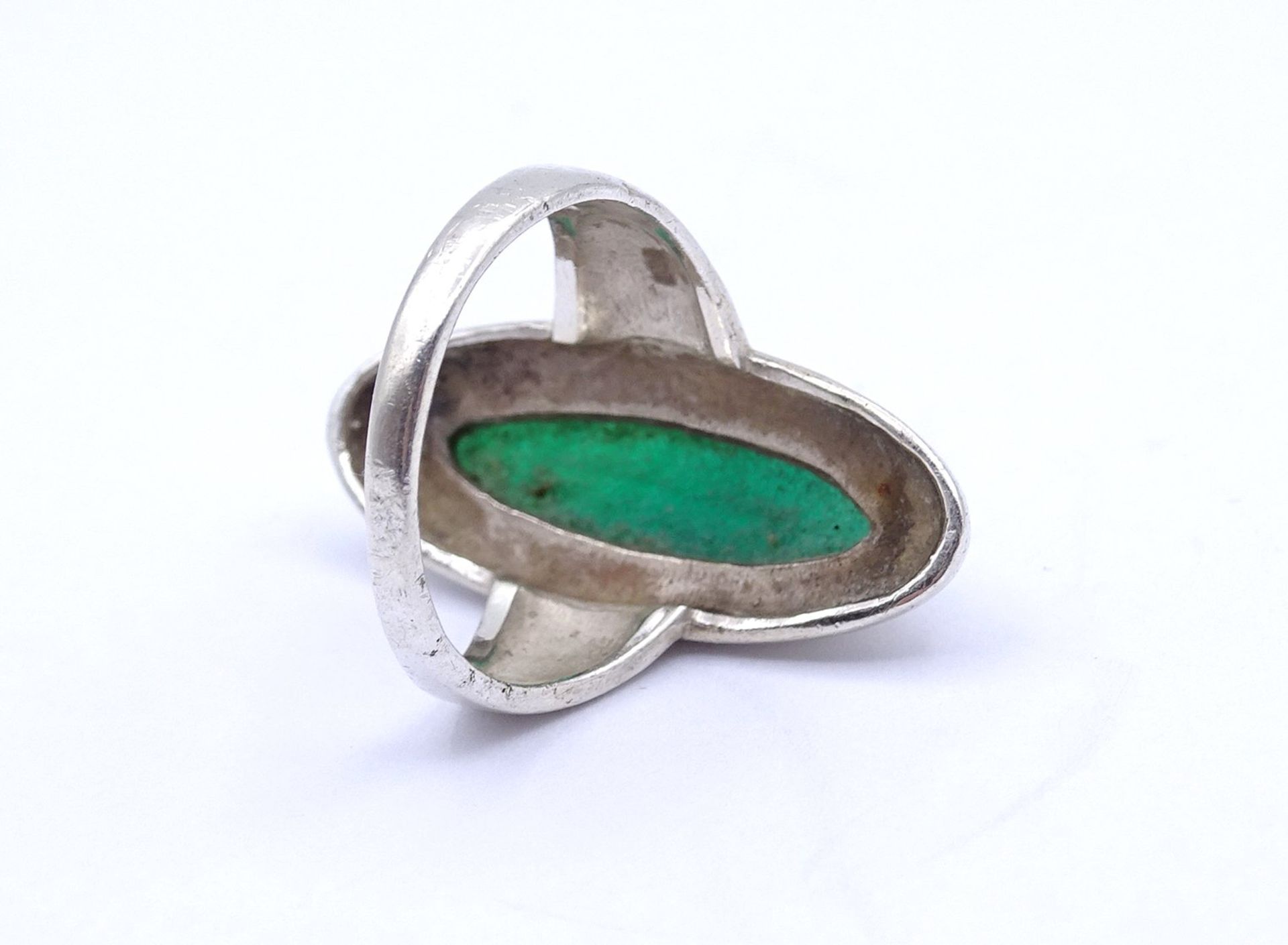 Silber Ring mit einem grünen Stein, 6,9g., RG 60 (innen stark verschmutzt) - Bild 3 aus 3