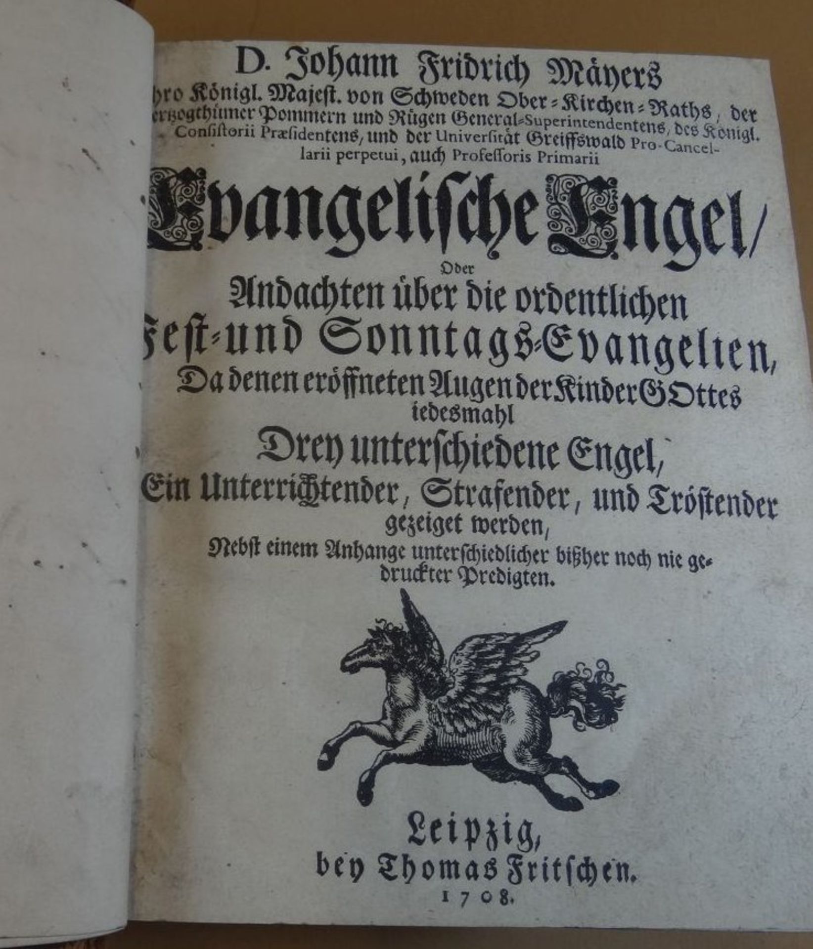 Dr.J.F. Mayers "Evangelische Engel" Andachtenbuch, Leipzig 1708, Einband der Zeit, tw. mit handschr