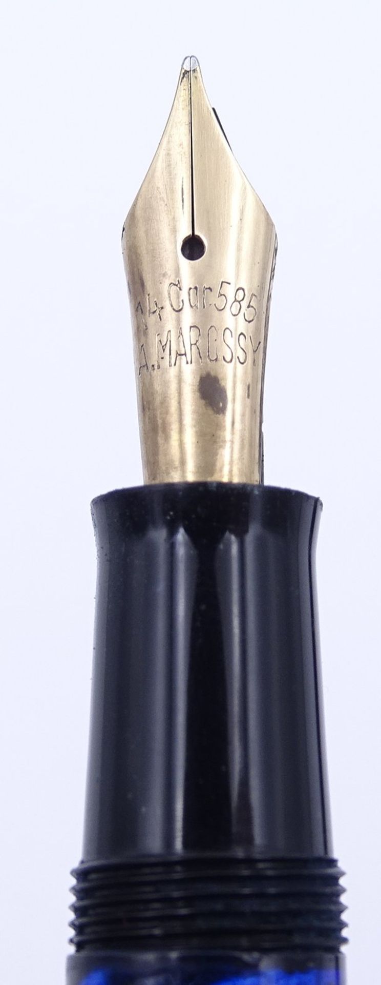 Marossy Füller, GG Feder 0.585, L. 12,5cm, Alters- und Gebrauchsspuren - Image 2 of 5