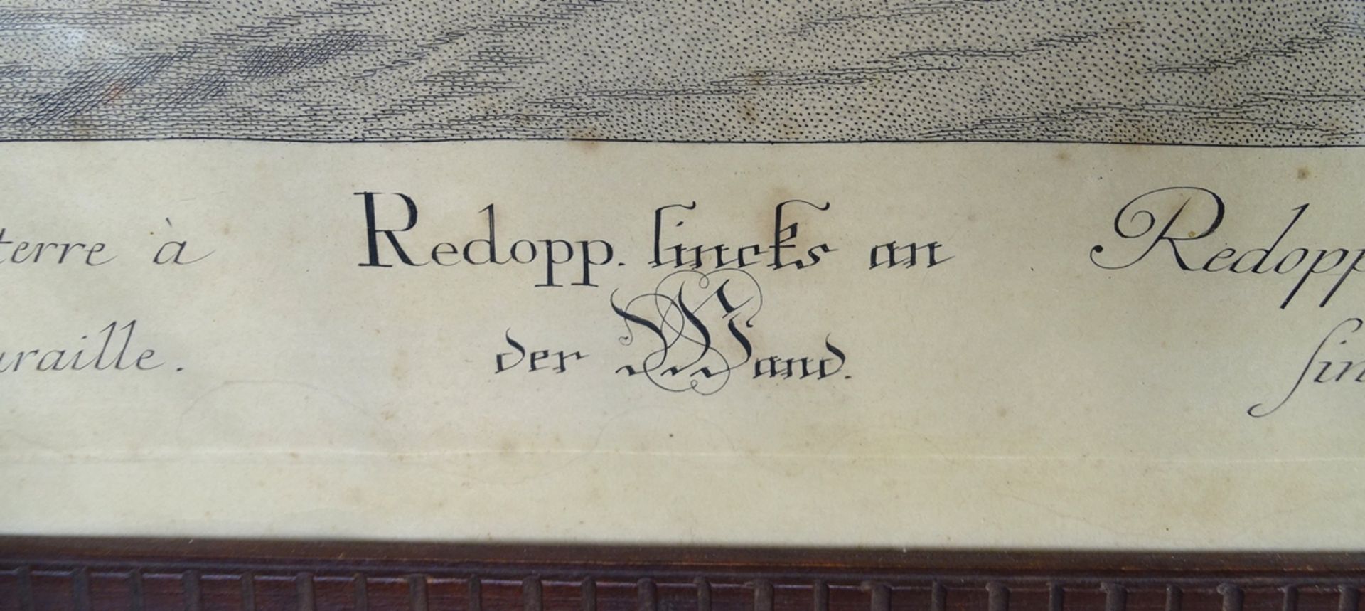 Kupferstich nach Johann Elias Ridinger, Redopp.links an der Wand, Stockfleckig, ger/Glas, RG 49x64, - Image 4 of 8