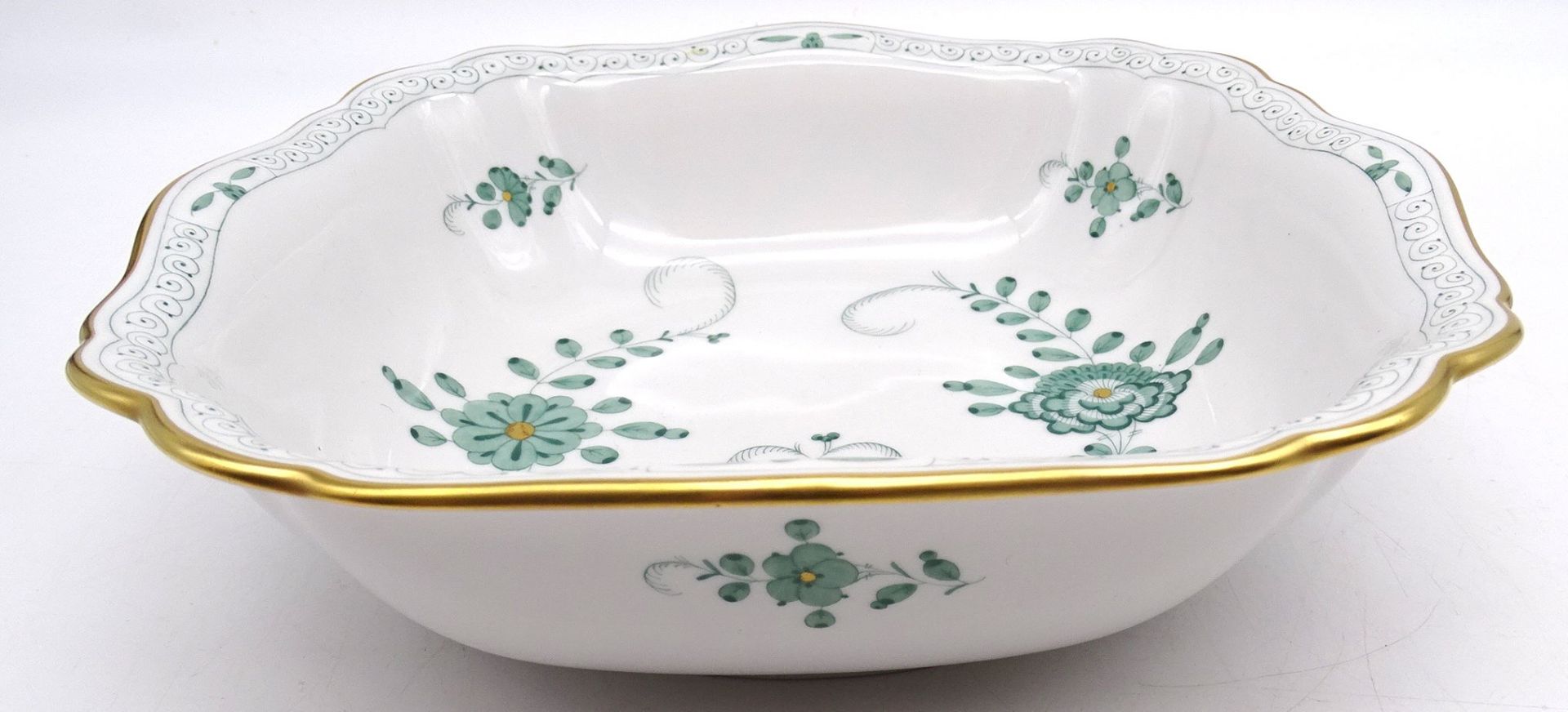 Schale "Meissen" Indisch grün, H.6,5cm, 22,5x22,5cm,guter Zustand