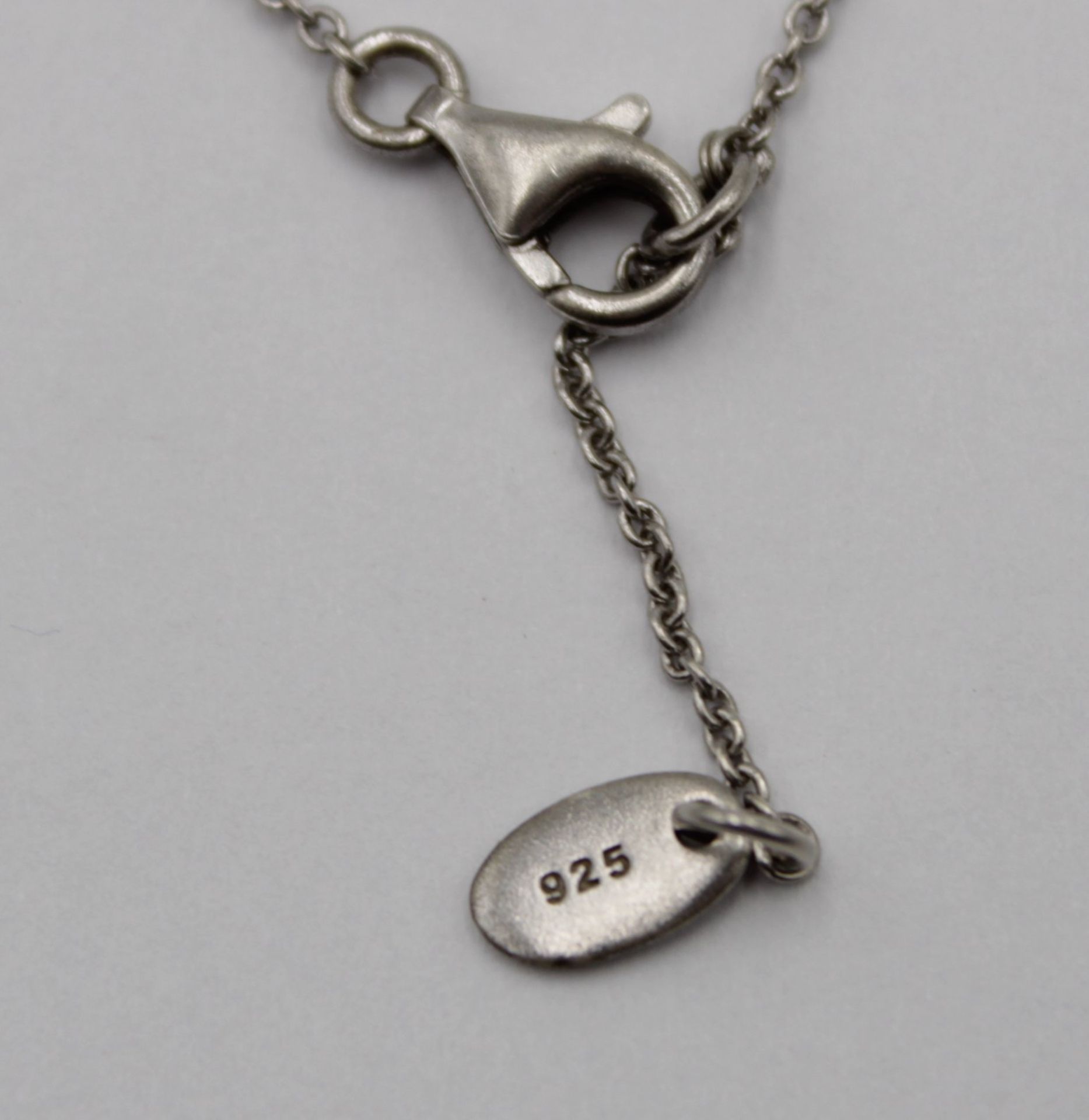 925er Halskette mit bicolor Herzanhänger, klarer Stein, Esprit, ca. 6,4gr., L-44cm. - Bild 6 aus 6