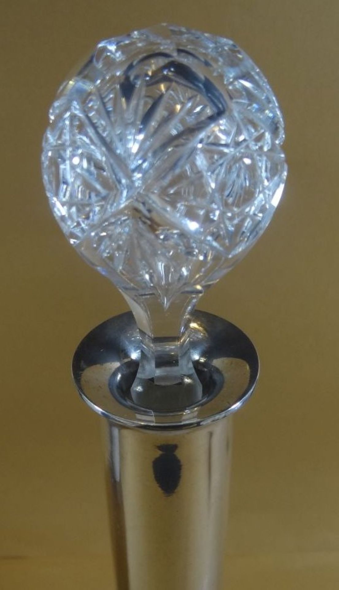 hohe Kristall-Karaffe mit langen Silberhals-800-, Wilkens-Bremen, H-38 cm - Bild 2 aus 5