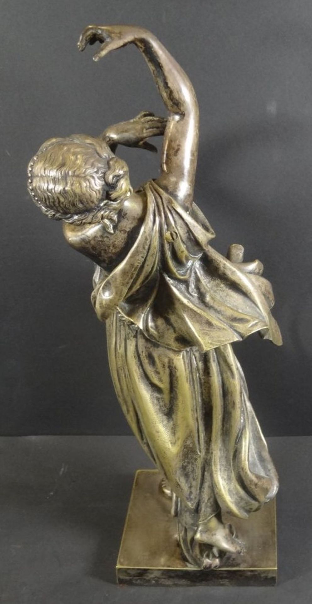 Henry Étienne DUMAIGE (1830-1888) "Tänzerin" Bronze, signiert, versilbert, Kopf und Arm beweglich ? - Bild 4 aus 7