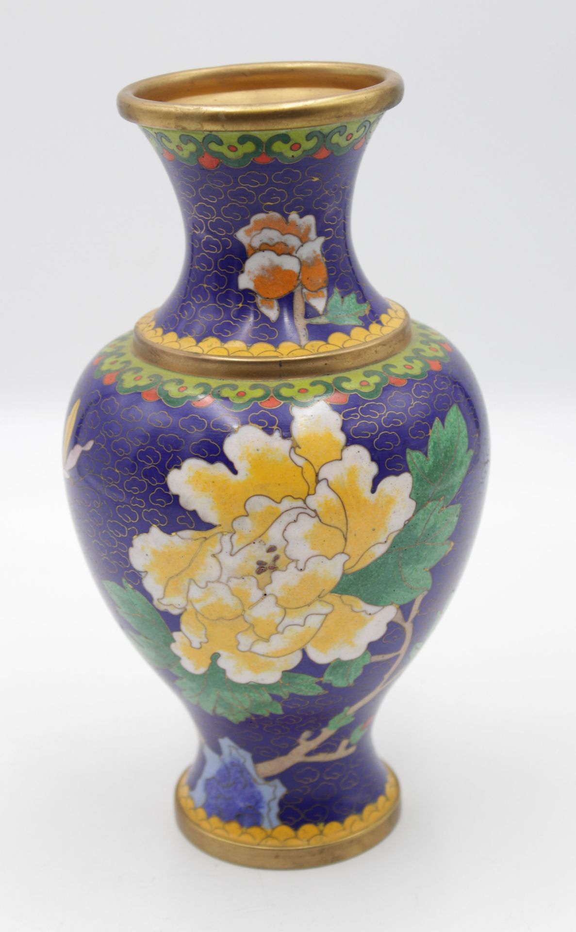 Cloisonné-Vase, China, florales Dekor, H-23cm.