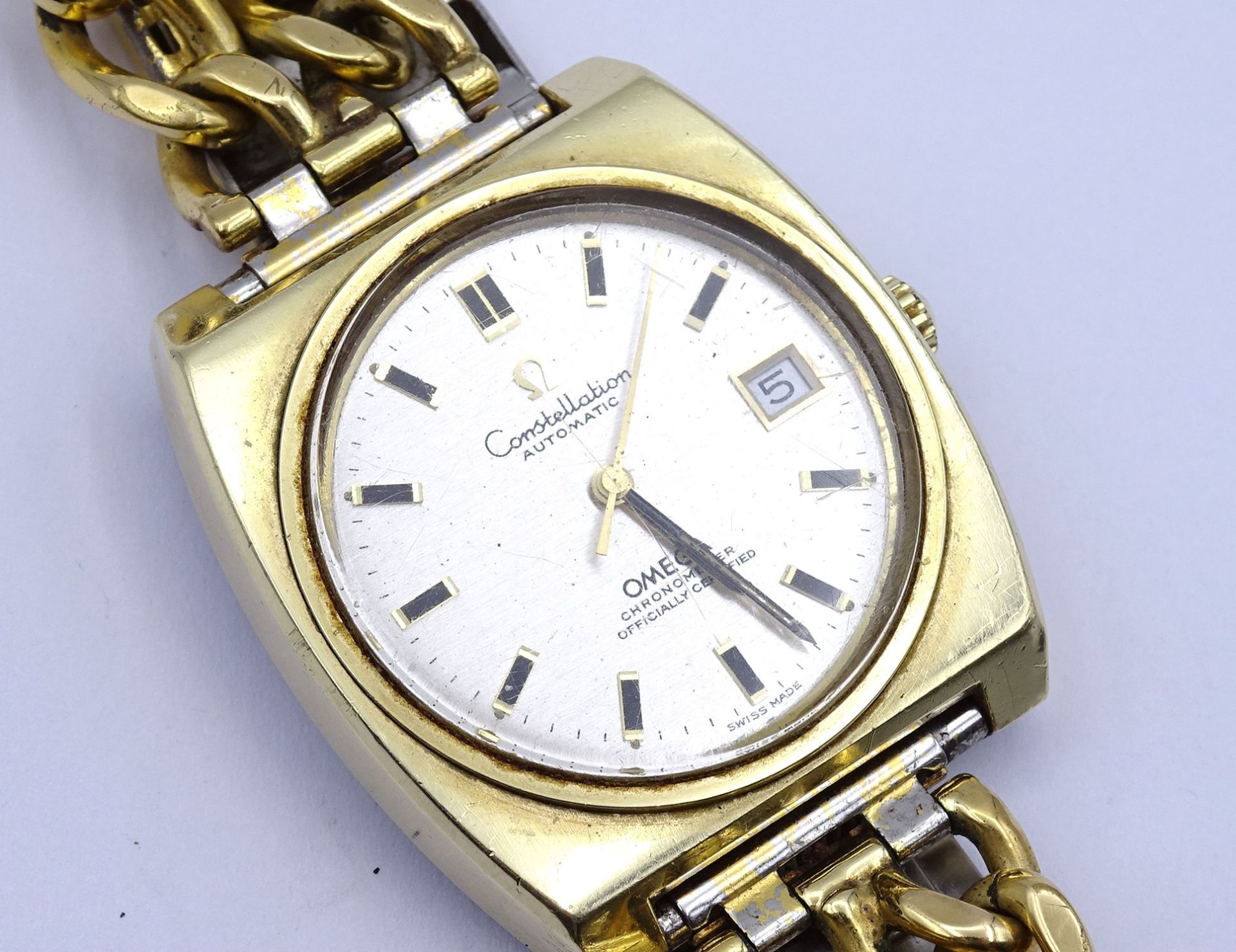 Herren Armbanduhr Omega Constellation, Automatikwerk, 36x36mm, Werk steht, Tragespuren - Image 3 of 6