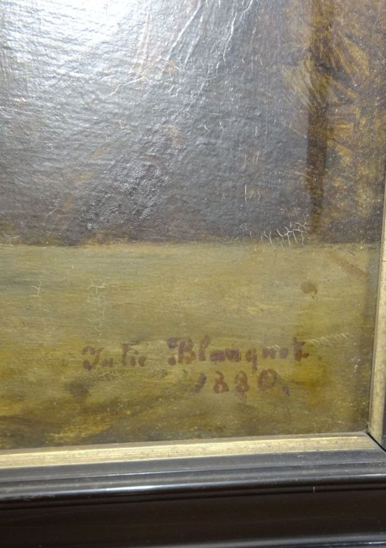 Julie Blanquet, 1830 , bäuerliche Szene, Öl/Platte, gerahmt, RG 40x58 cm - Bild 4 aus 6