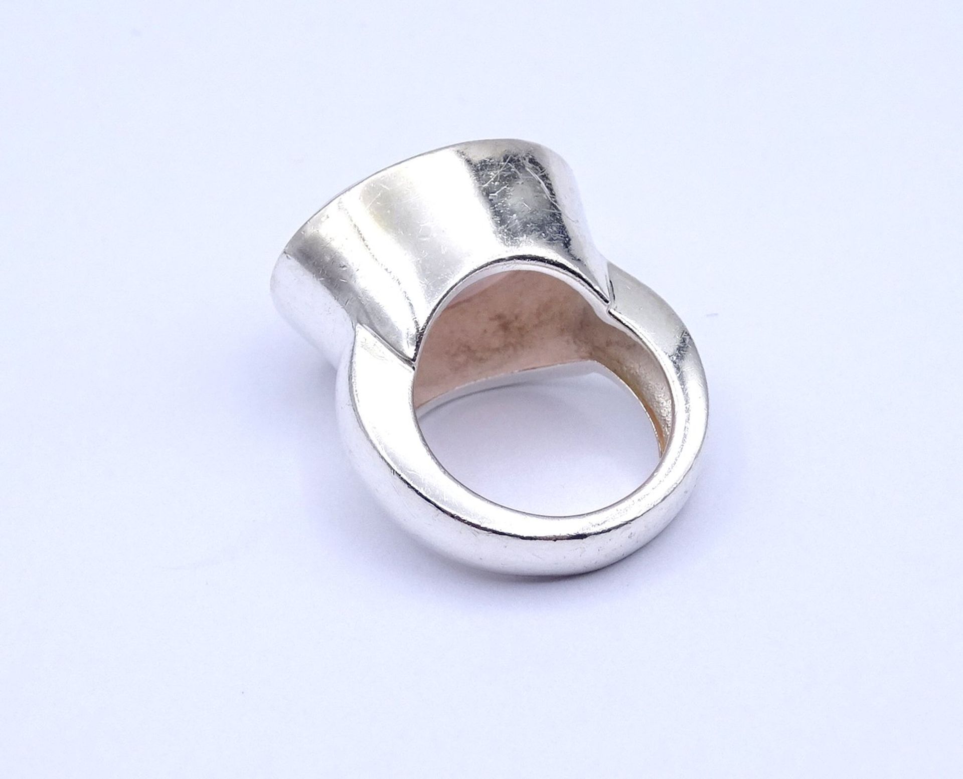 Schwerer Silber Ring mit Rosenquarz Cabochon, 16,4g., RG 51/52, Sterling Silber 0.925 - Bild 4 aus 4