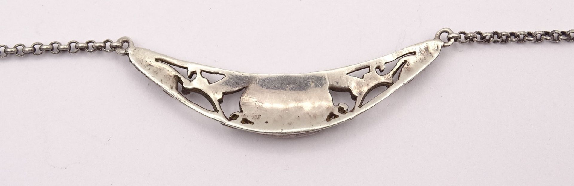 Halskette mit schwarzen Stein, Silber 0.925, L. 47cm, 7,3g. - Bild 3 aus 3