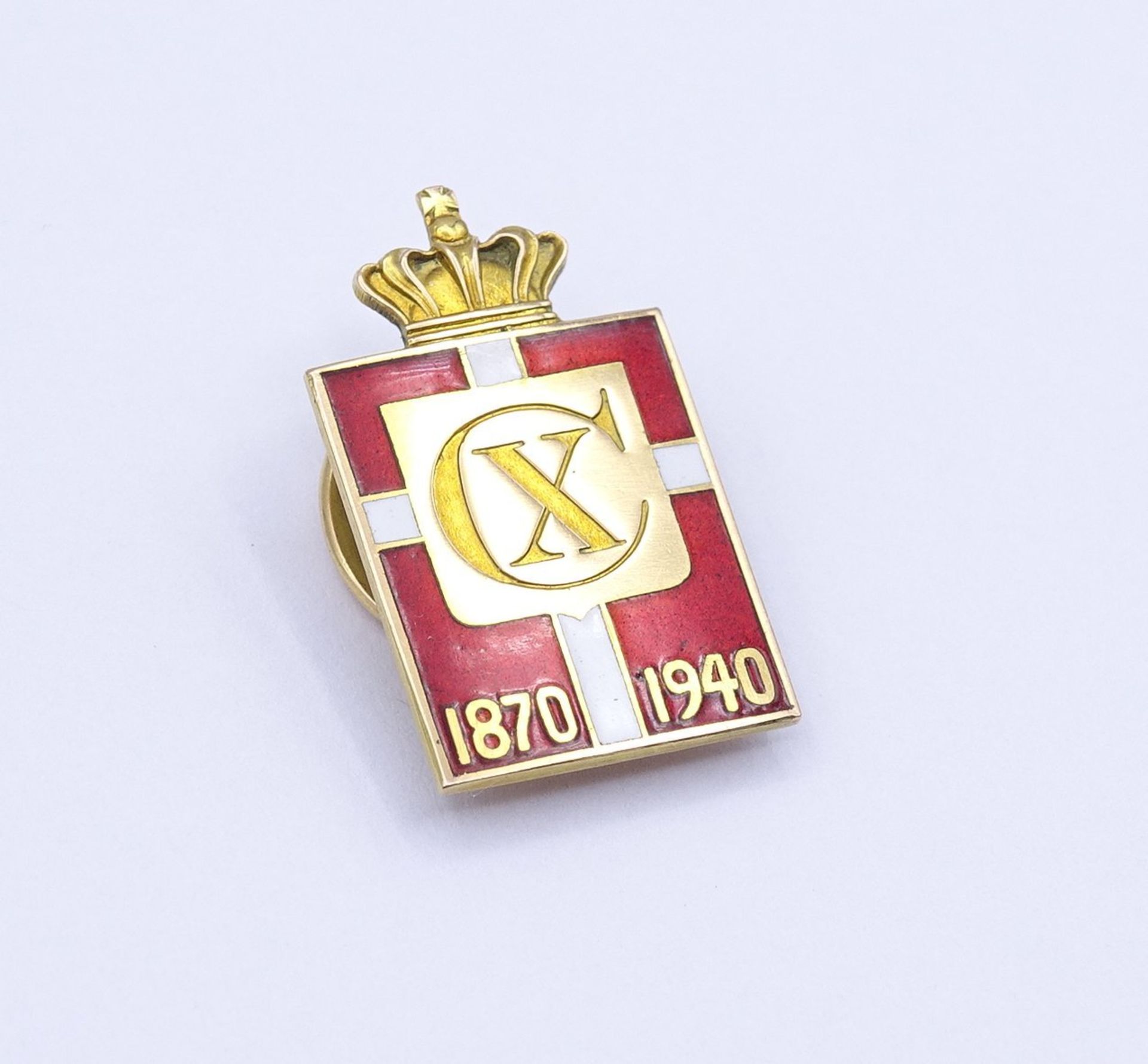 Georg Jensen Anstecker / Pin, emailliert, Gold 0.585, L. 2,4cm, 3,6g. - Image 2 of 3