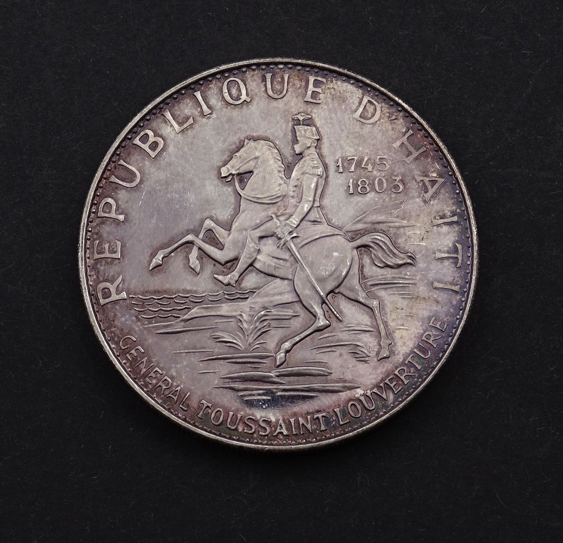 Haiti 10 Gourdes 1968 "10 Jahre Revolution", 1000er Silber, D. 40mm, 47g.