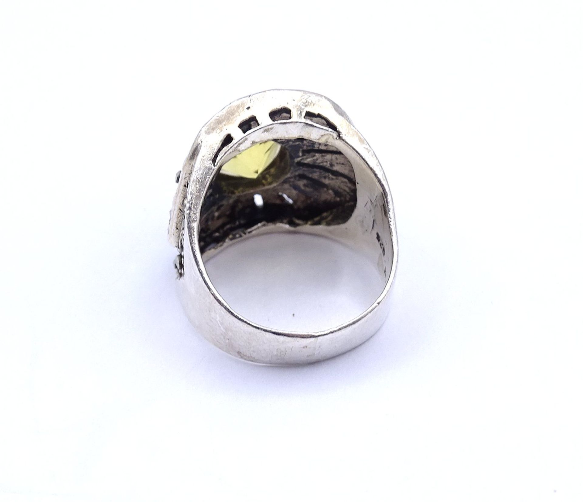 Silber Ring mit Citrin und Markasiten, Silber 0.925, 8,1g., RG 51 - Image 5 of 5