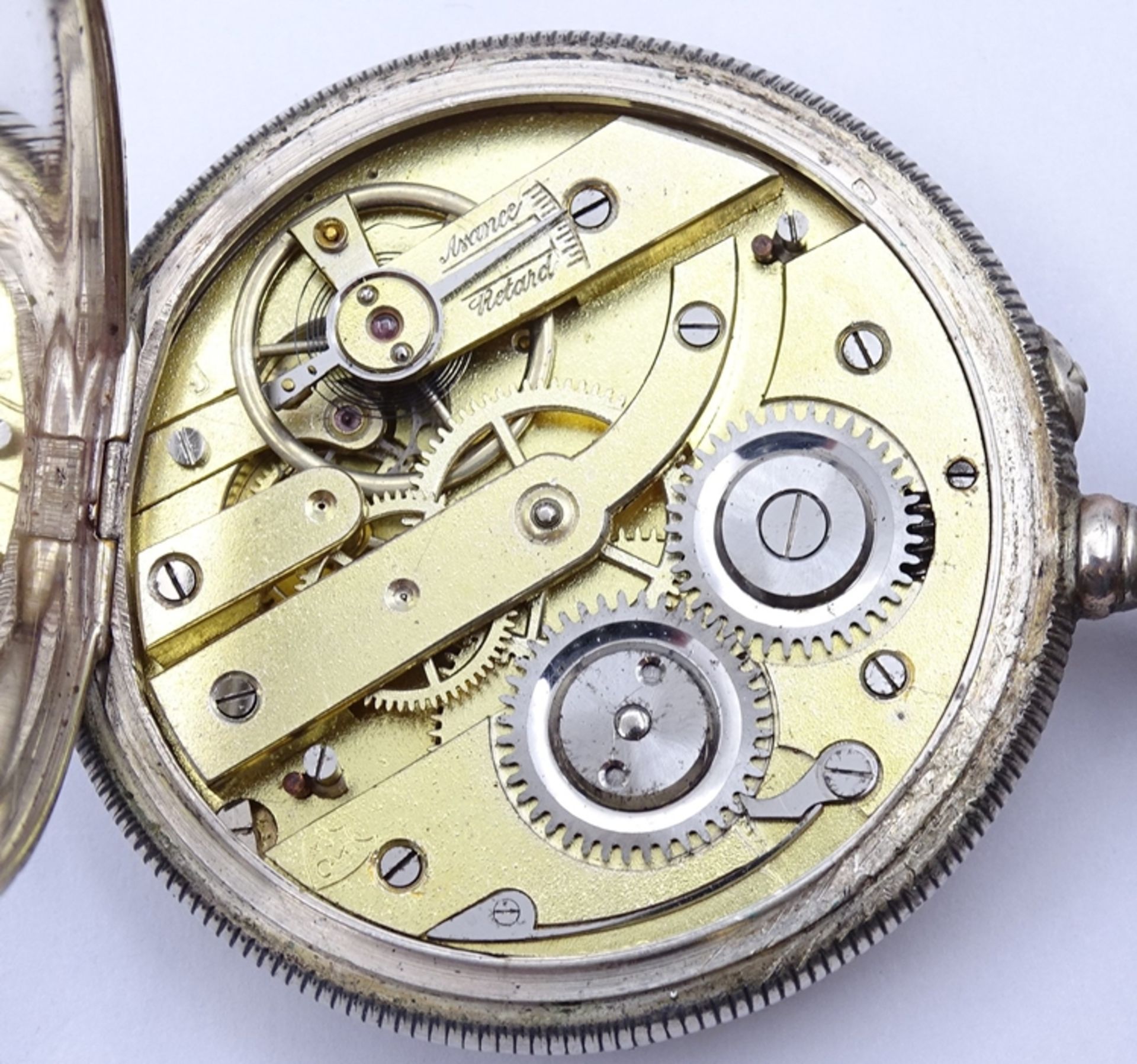 Taschenuhr mit Emaille Zifferblatt, Silbergehäuse 0.800, mechanisch, Werk steht - Image 6 of 6