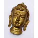 Wandkopf, Bronze-Buddha, H-14 cm, B-9 cm