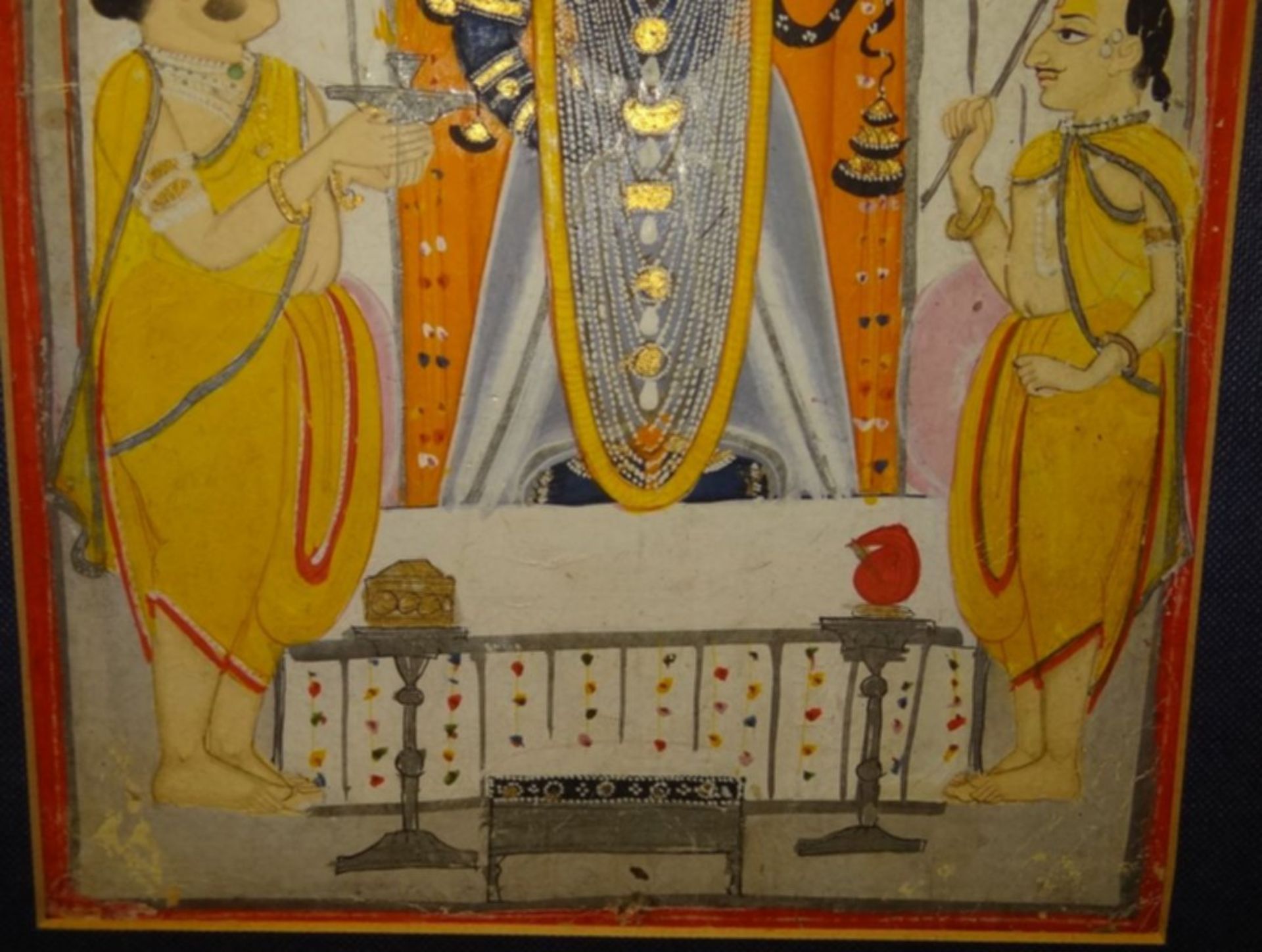 kl. Aquarell "Lord Shirinathji" auf Papier, 22x15 cm, tw. berieben, gerahmt, Glas fehlt, RG 56x43 c - Bild 5 aus 6