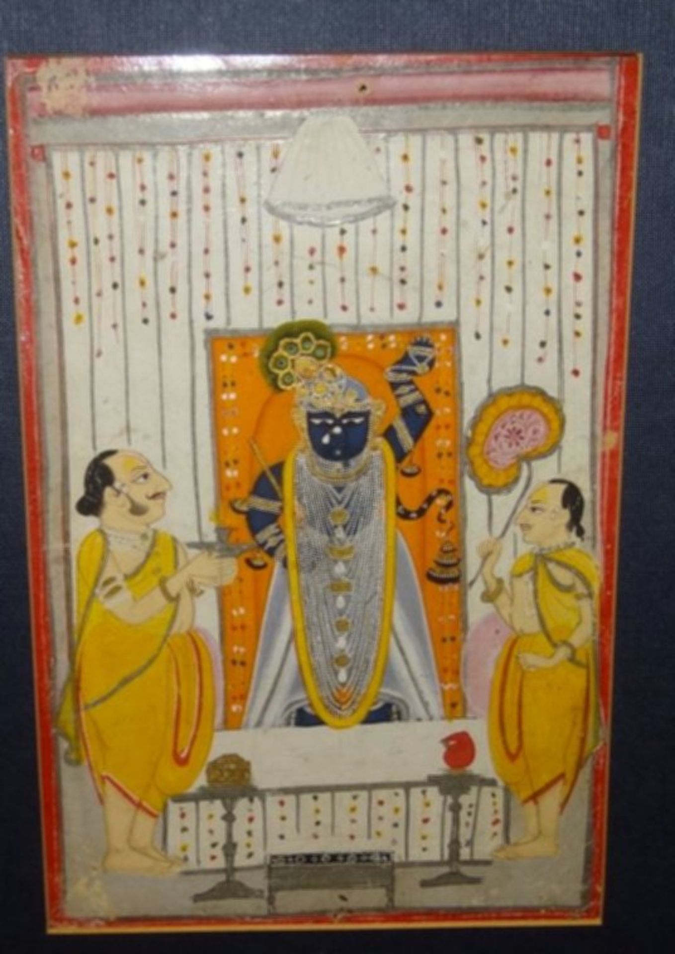 kl. Aquarell "Lord Shirinathji" auf Papier, 22x15 cm, tw. berieben, gerahmt, Glas fehlt, RG 56x43 c