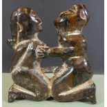 Innuit-Steinschnitzerei, Erotika, junges Paar, H-12 cm, B-10 cm