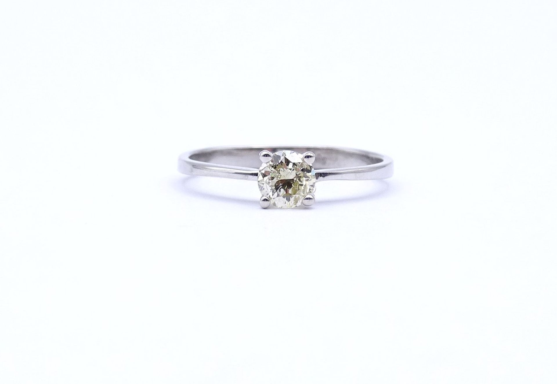 Solitär Ring, Weißgold 14K, Brillant ca. 0,35ct., SI-P1, getönt, RG 54, 1,6g.