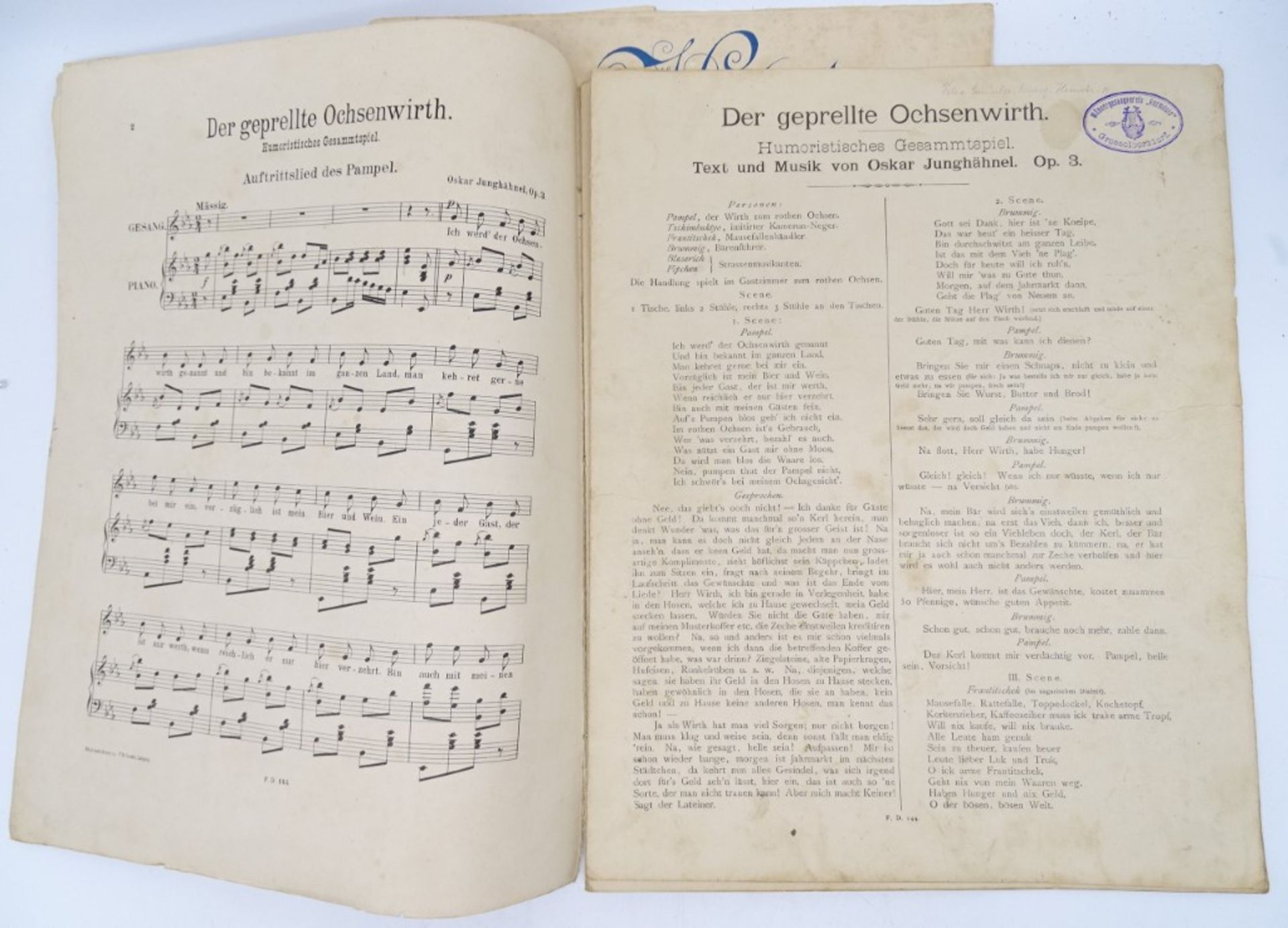 5 alte Notenbücher für humoristische Ensembles, ca. 1900, mit Altersspuren - Bild 4 aus 6