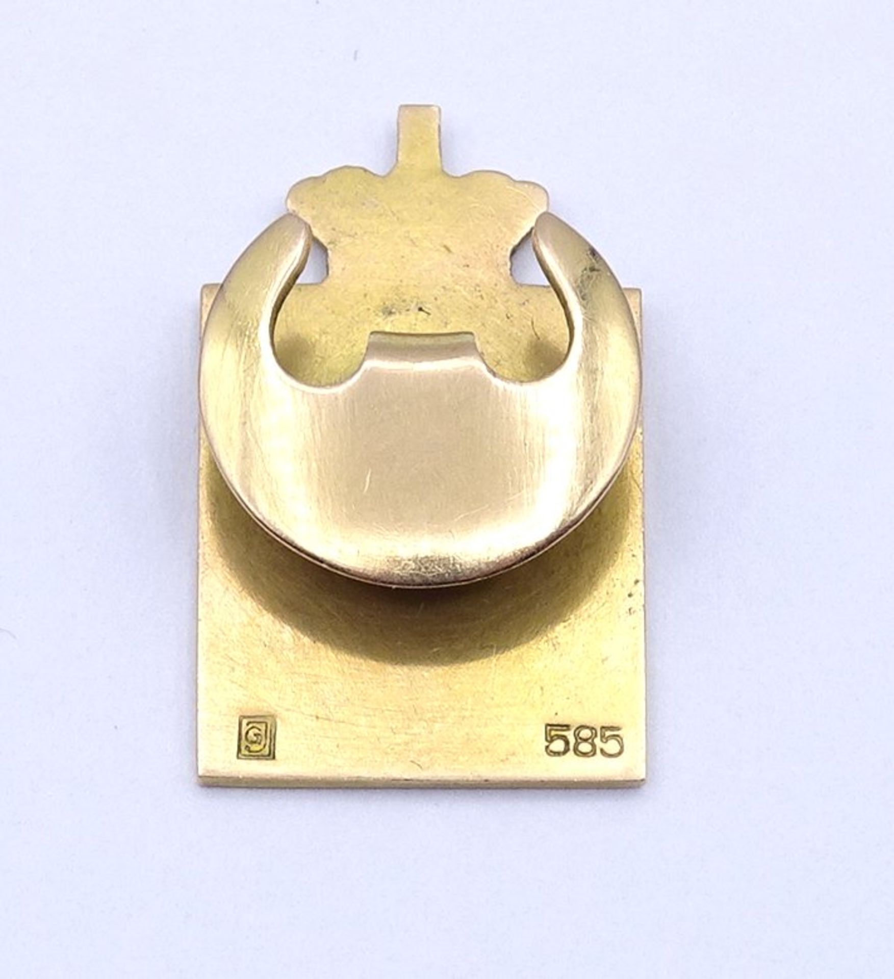 Georg Jensen Anstecker / Pin, emailliert, Gold 0.585, L. 2,4cm, 3,6g. - Image 3 of 3