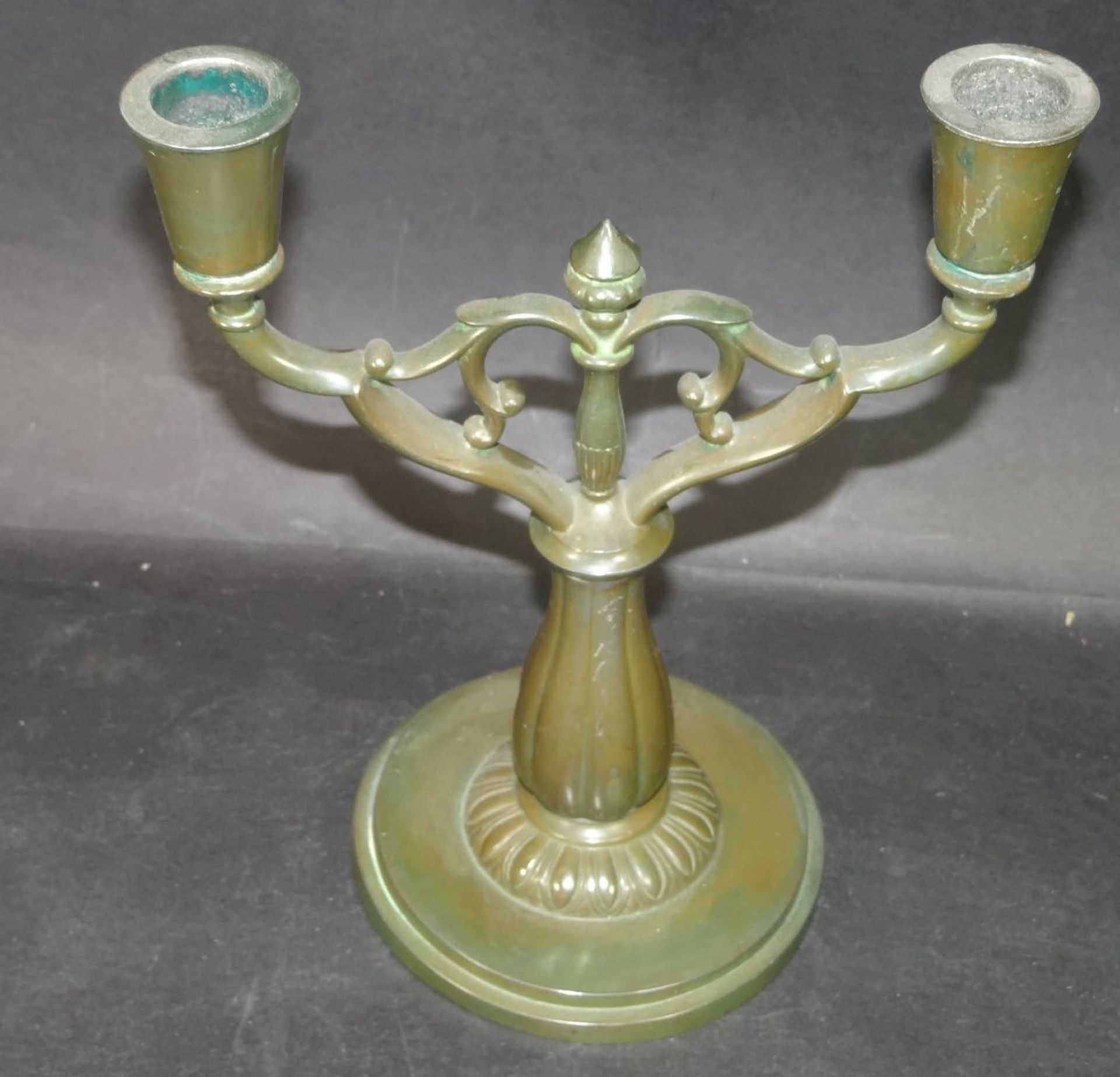Just Andersen 1894-1943, 2-flammiger Art Deko Kerzenständer, Bronze/Eisen, signiert und gemarkt Dis - Bild 2 aus 7