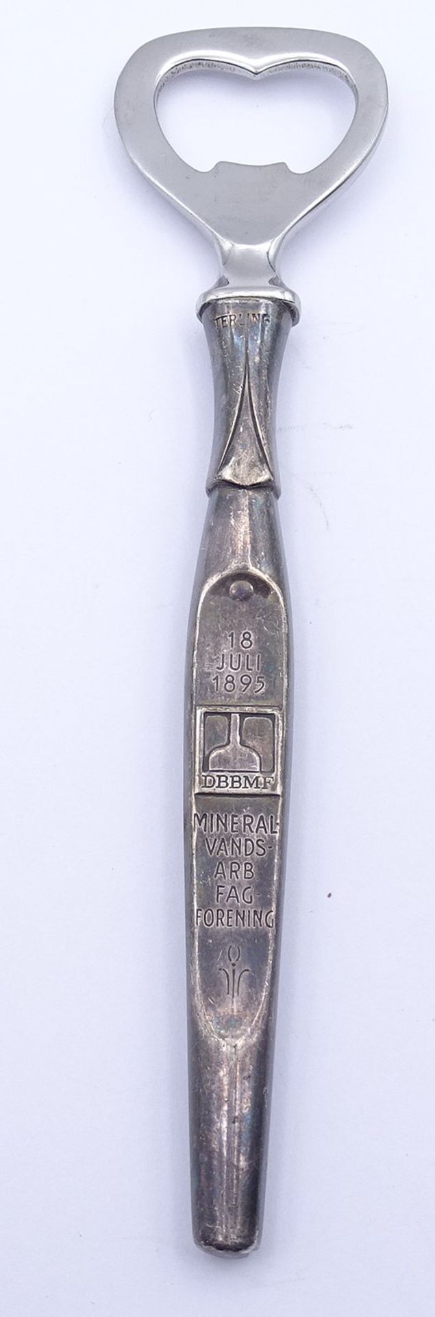 Flaschenöffner, Silbergriff, Dänemark, L. 16cm, Gebrauchsspuren - Bild 3 aus 4