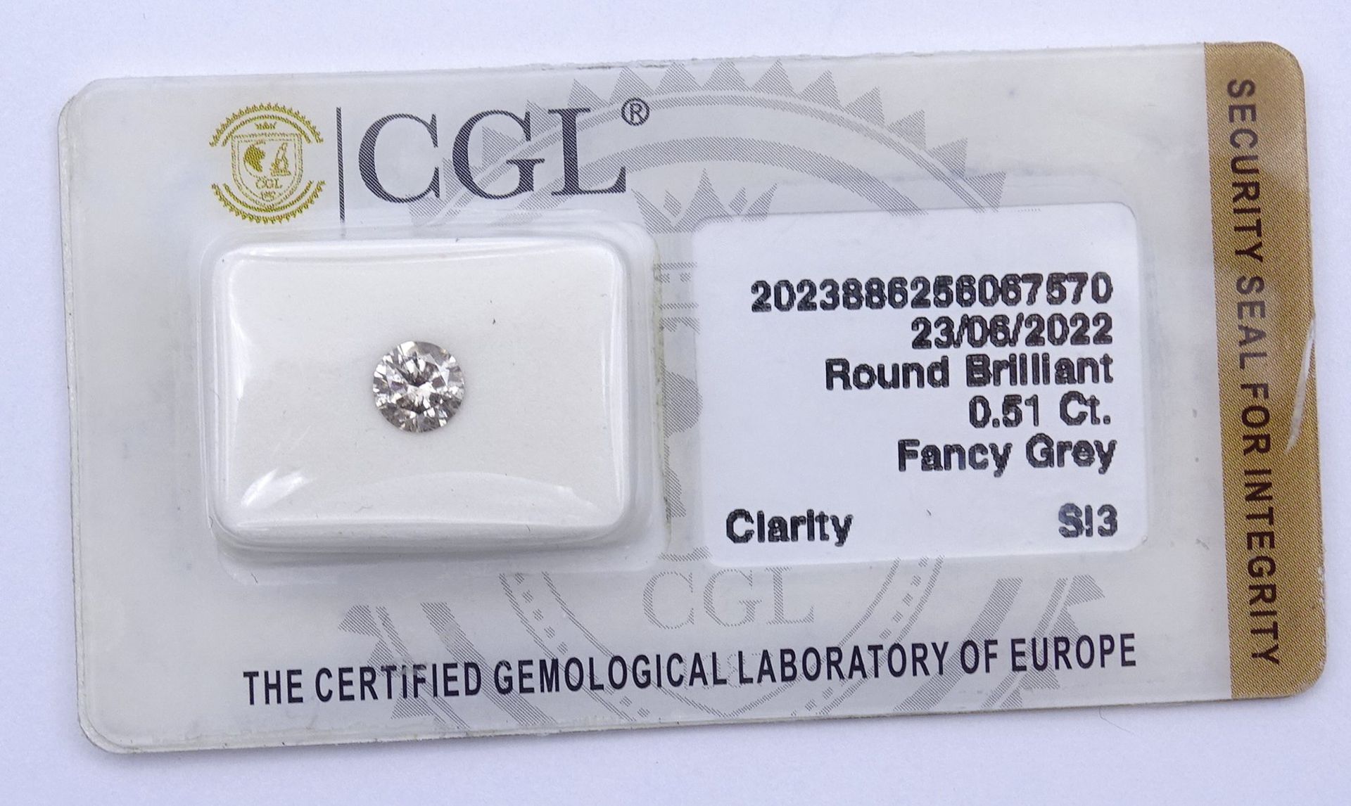 Loser Brillant 0,51ct., Fancy Grey, SI3, mit CGL Zertifikat - Image 3 of 4