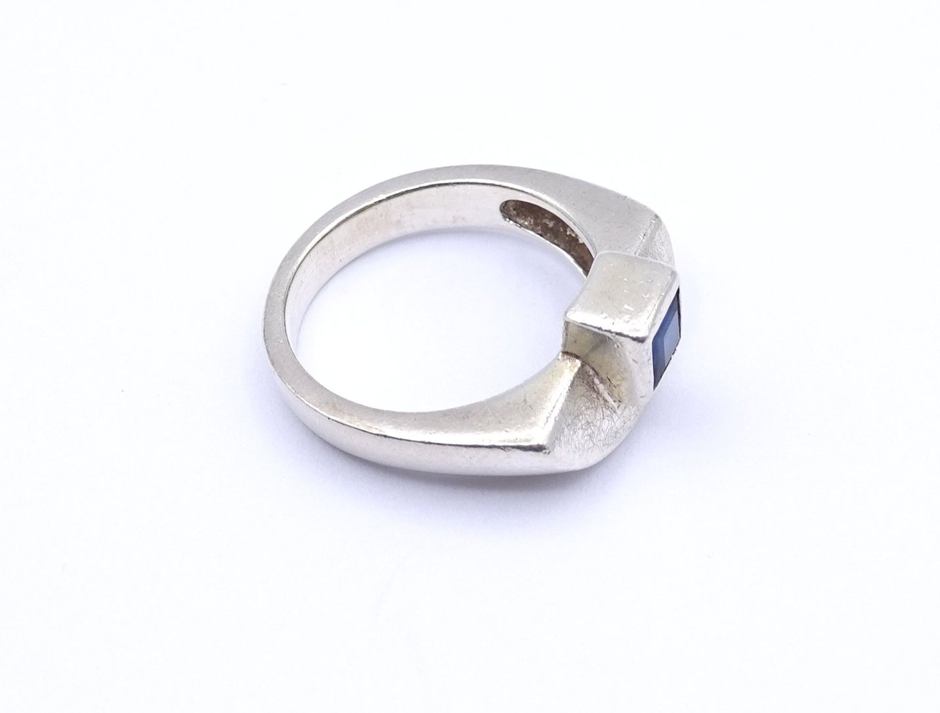 925er Silber Ring mit einem blauen Farbstein, 7,7g., RG 62 - Bild 3 aus 3