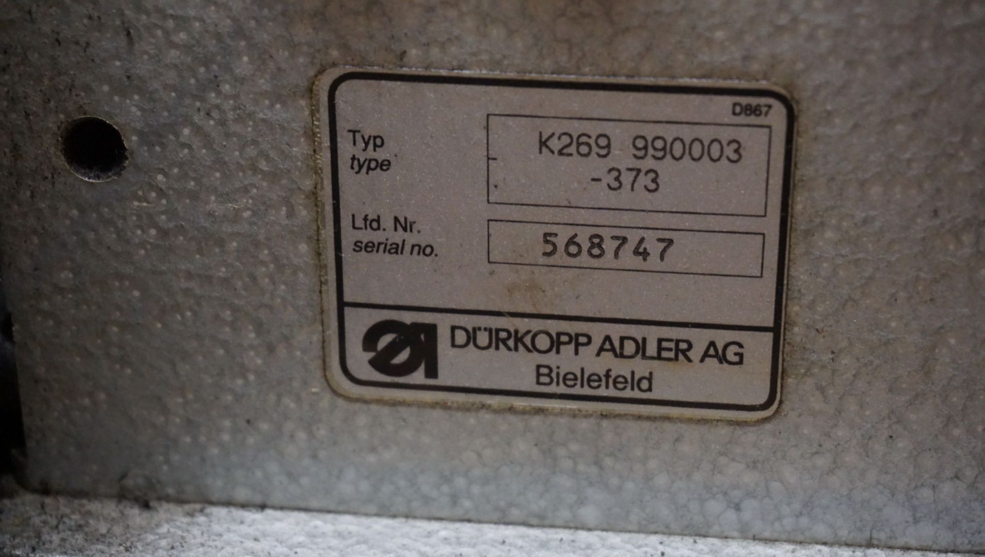 DURKOPP ADLER K269-90003-373 CYLINDER ARM WALKING FOOT SEWING MACHINE, S/N 568747 (110V) - Image 4 of 4