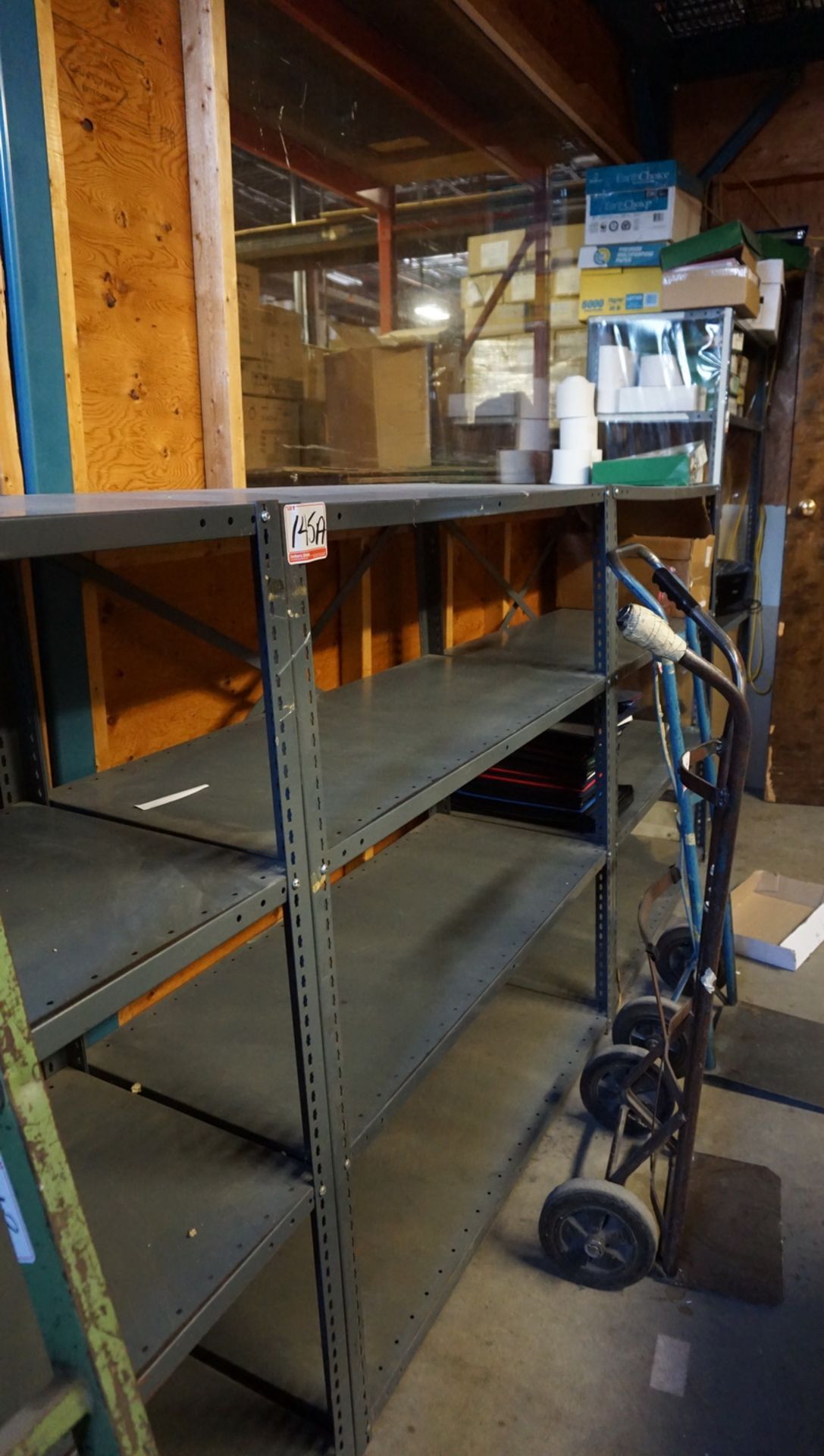 LOT - GREY DEXION ASSTD SHELVING - (5) SECTIONS TOTAL (IN SHIPPING AREA)