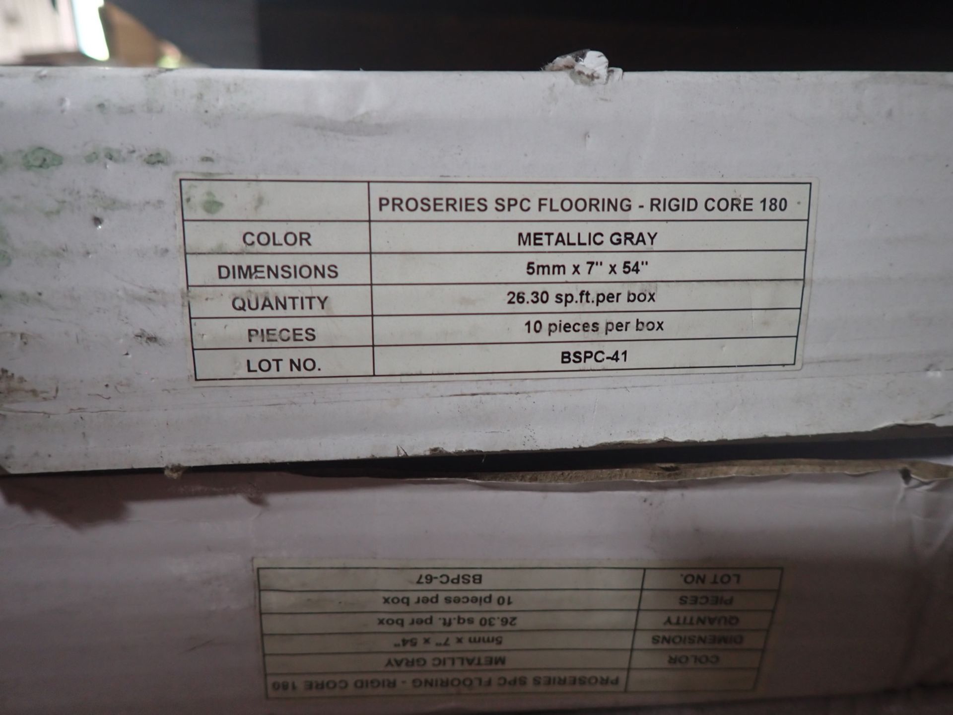 LOT - (36 BOXES) METALLIC GREY 5MM X 7" X 54" (26.3 SQFT / BOX) & (9 BOXES) WINTERFALL MAPLE & - Image 2 of 3