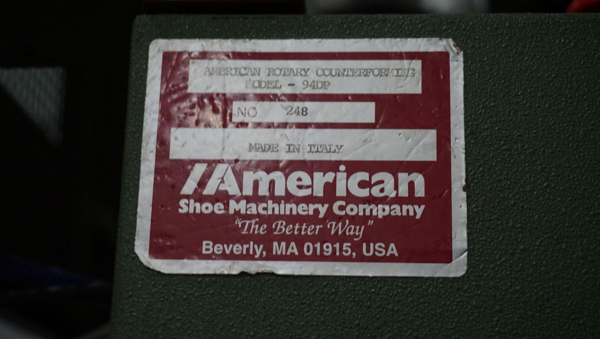AMERICAN SHOE MACHINERY ROTARY 94DP ROTARY COUNTERFORMING MACHINE - Image 3 of 4