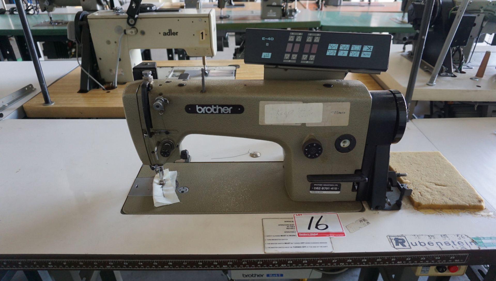 BROTHER DB2-B791-415 SINGLE NEEDLE SEWING MACHINE W/ E-40 PROGRAMMER (110V)