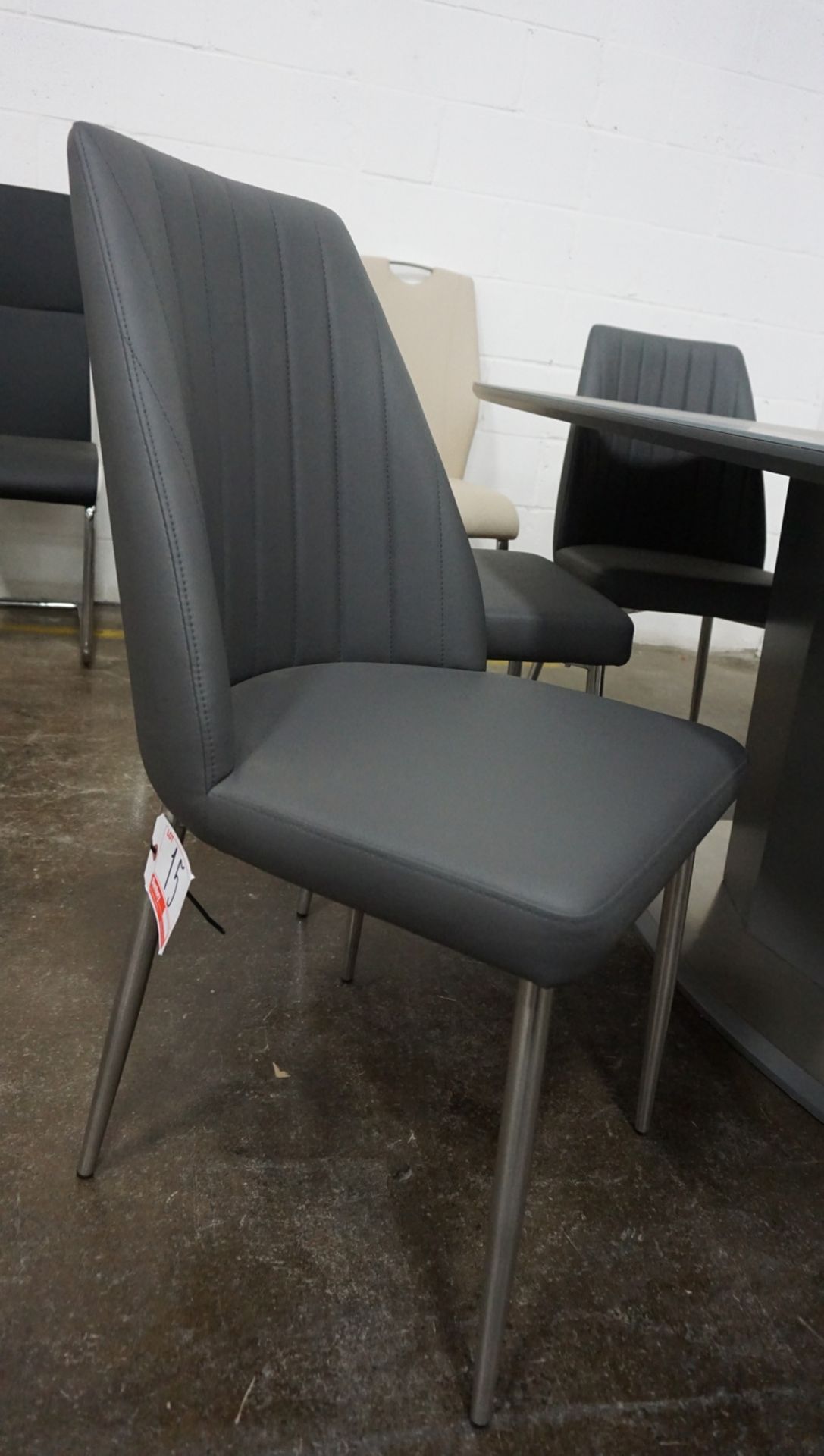 UNITS - GREY PU LEATHER W/ CHROME LEGS DINING CHAIRS