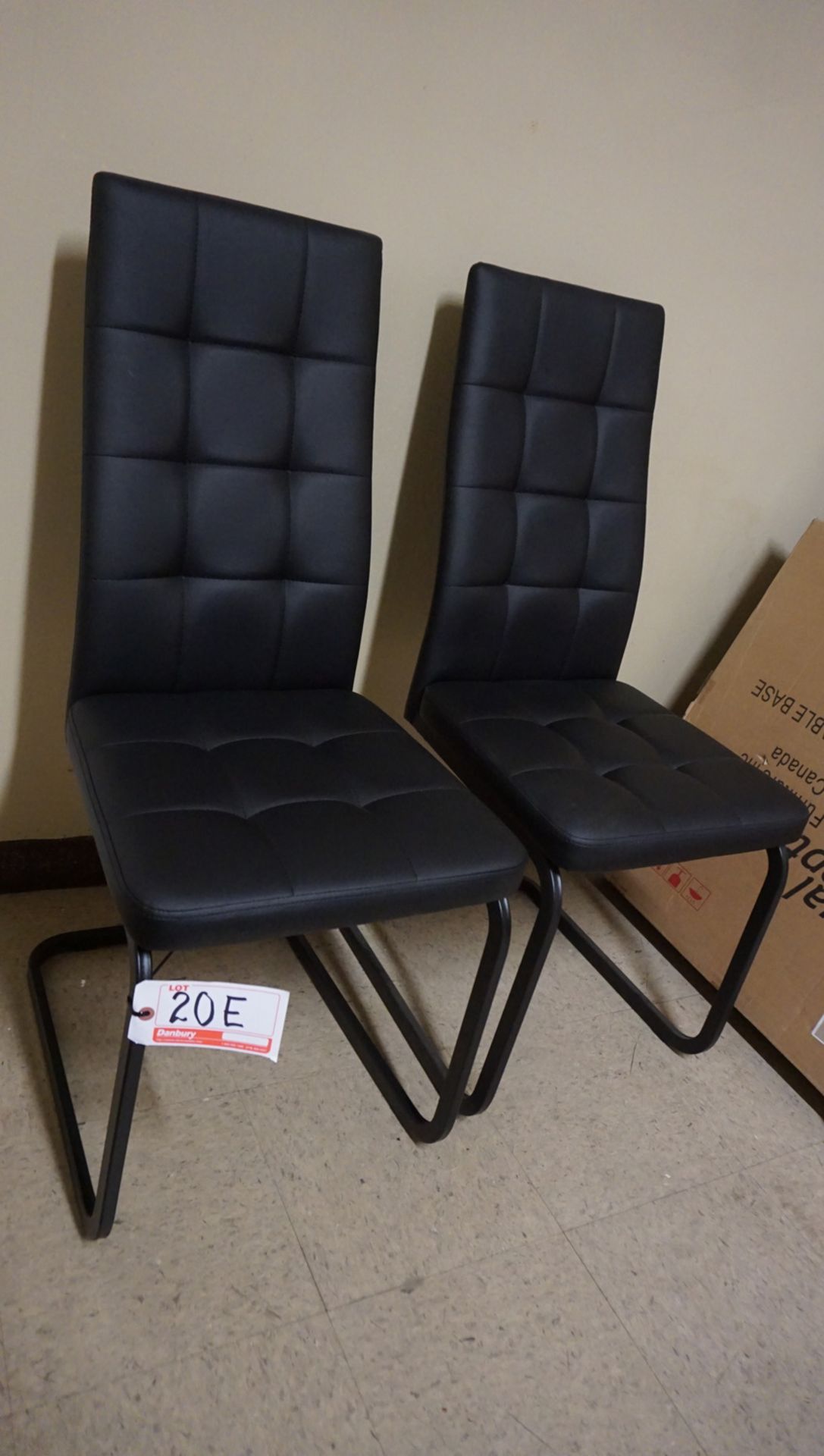 UNITS - BLACK PU LEATHER DINING CHAIRS W/ BLACK LEGS